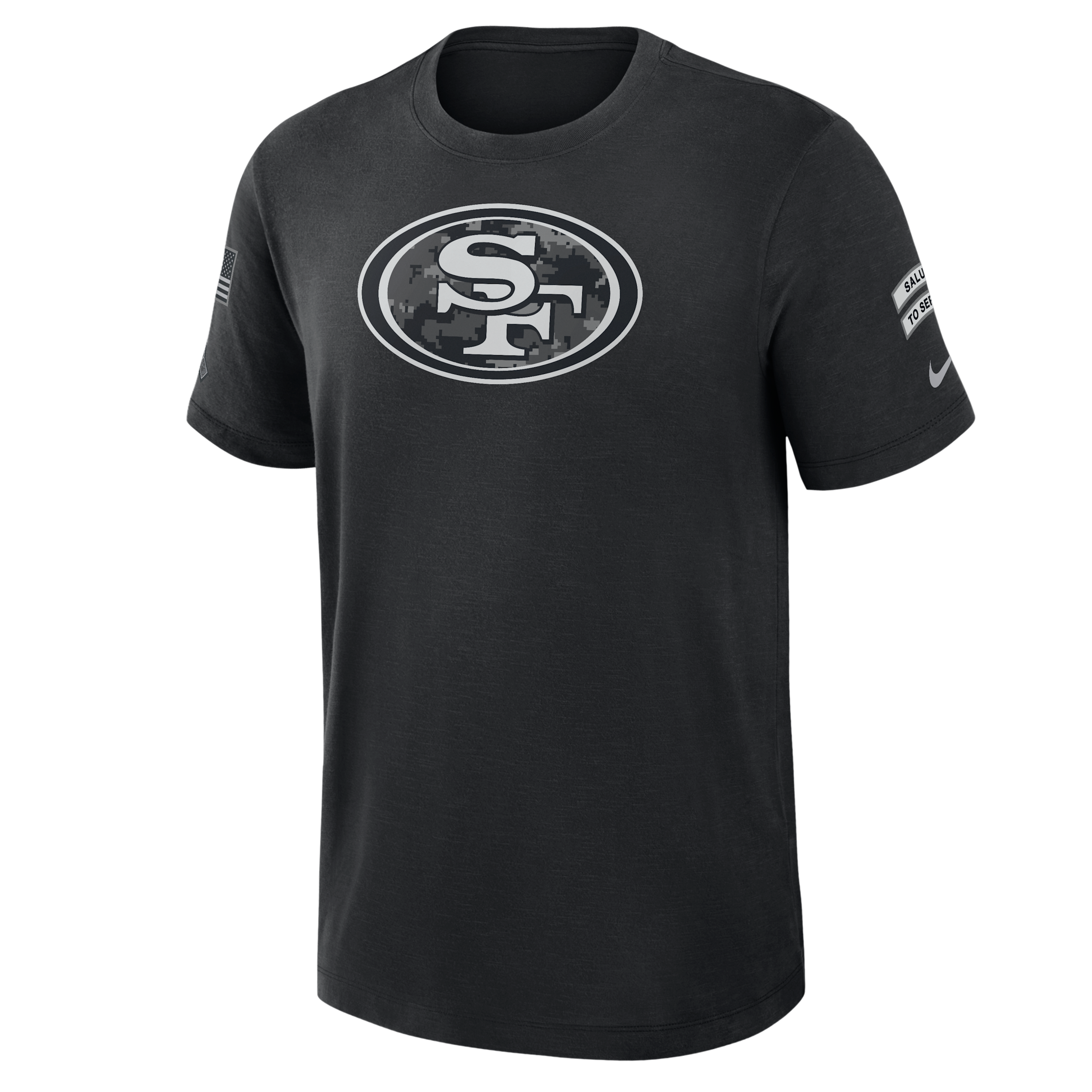San Francisco 49ers Salute to Service Slub Nike Men's Dri-FIT NFL T-Shirt in Black | 034900AA2T-AEG