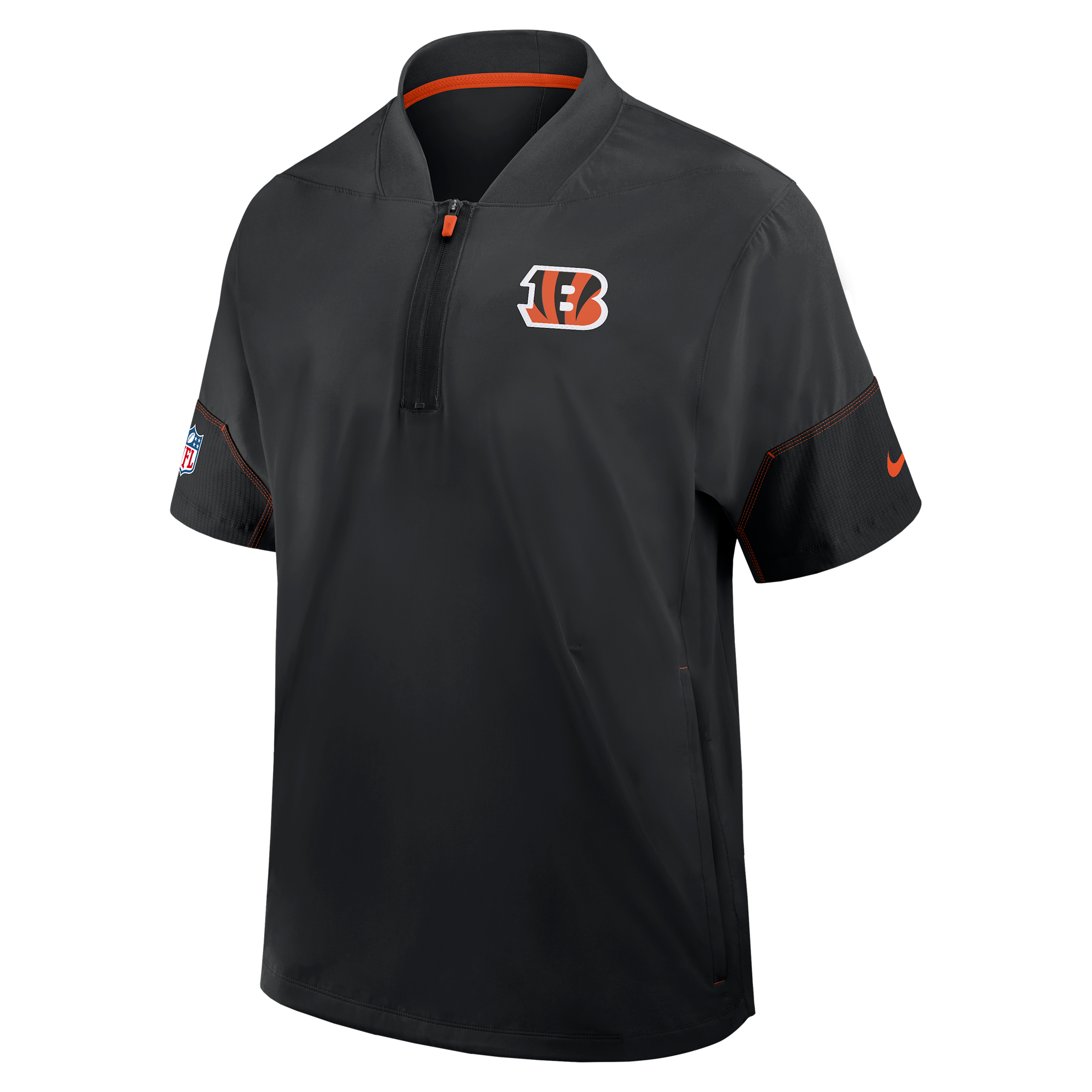 Cincinnati Bengals Sideline Coach Nike Men's NFL 1/2-Zip Short-Sleeve Hooded Jacket in Black | 03BO51K9A-2J5