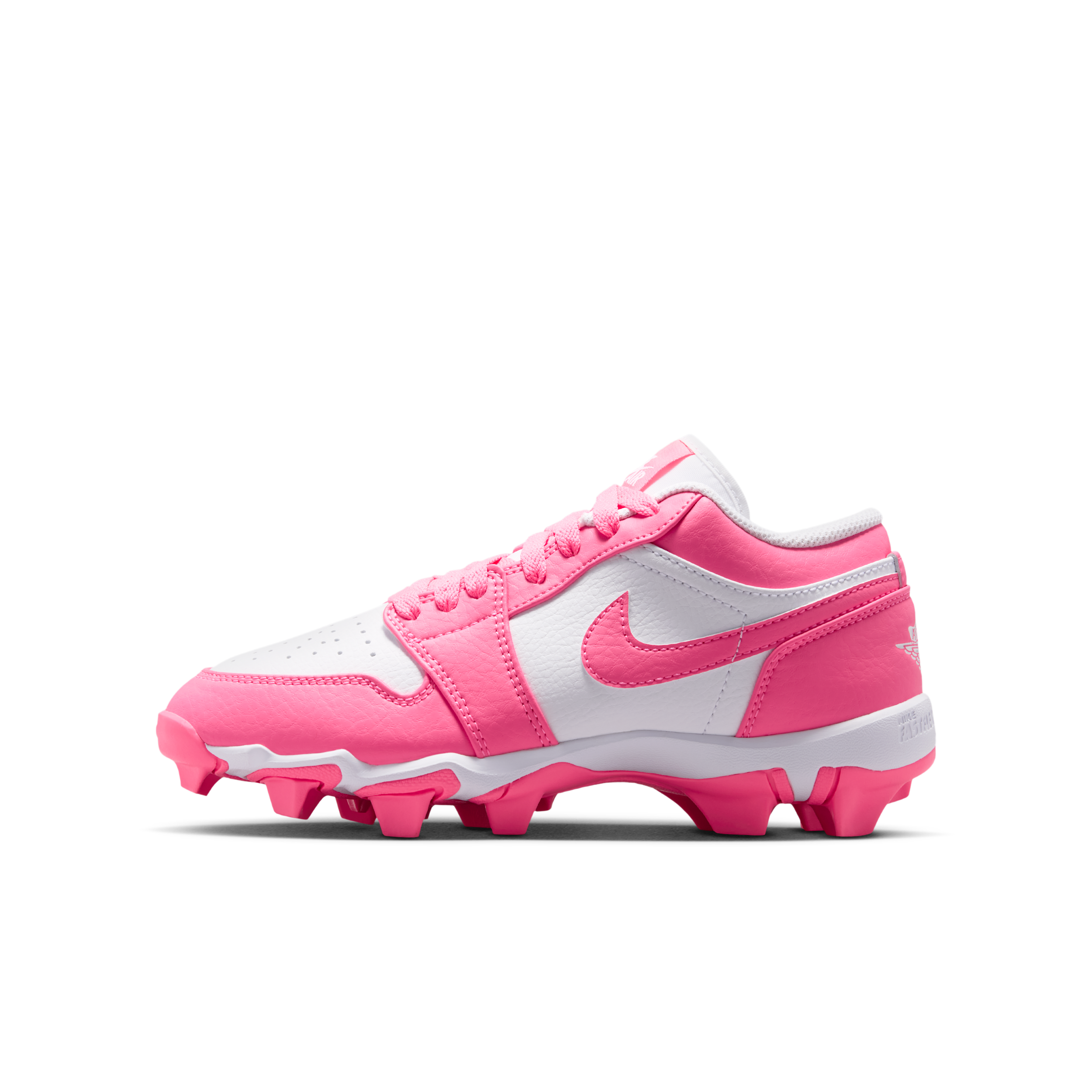 Jordan Boys AJ 1 Low Cleats - Boys' Grade School Running Shoes - White / Digital Pink Size 2.5