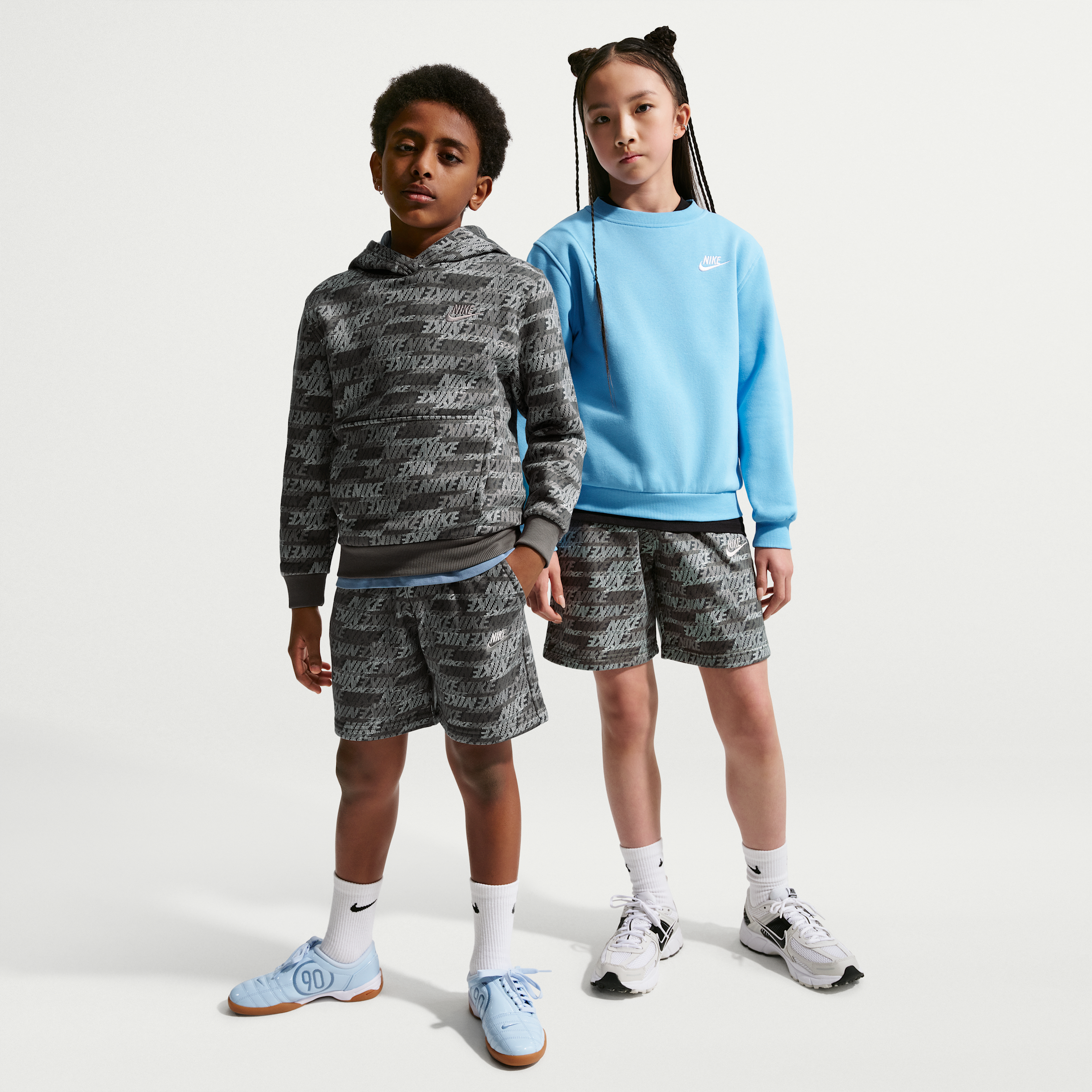 Nike Kids' Sportswear Club Fleece French Terry Printed Short, Small, Cave Stone/Cave Stone/Cave Stone