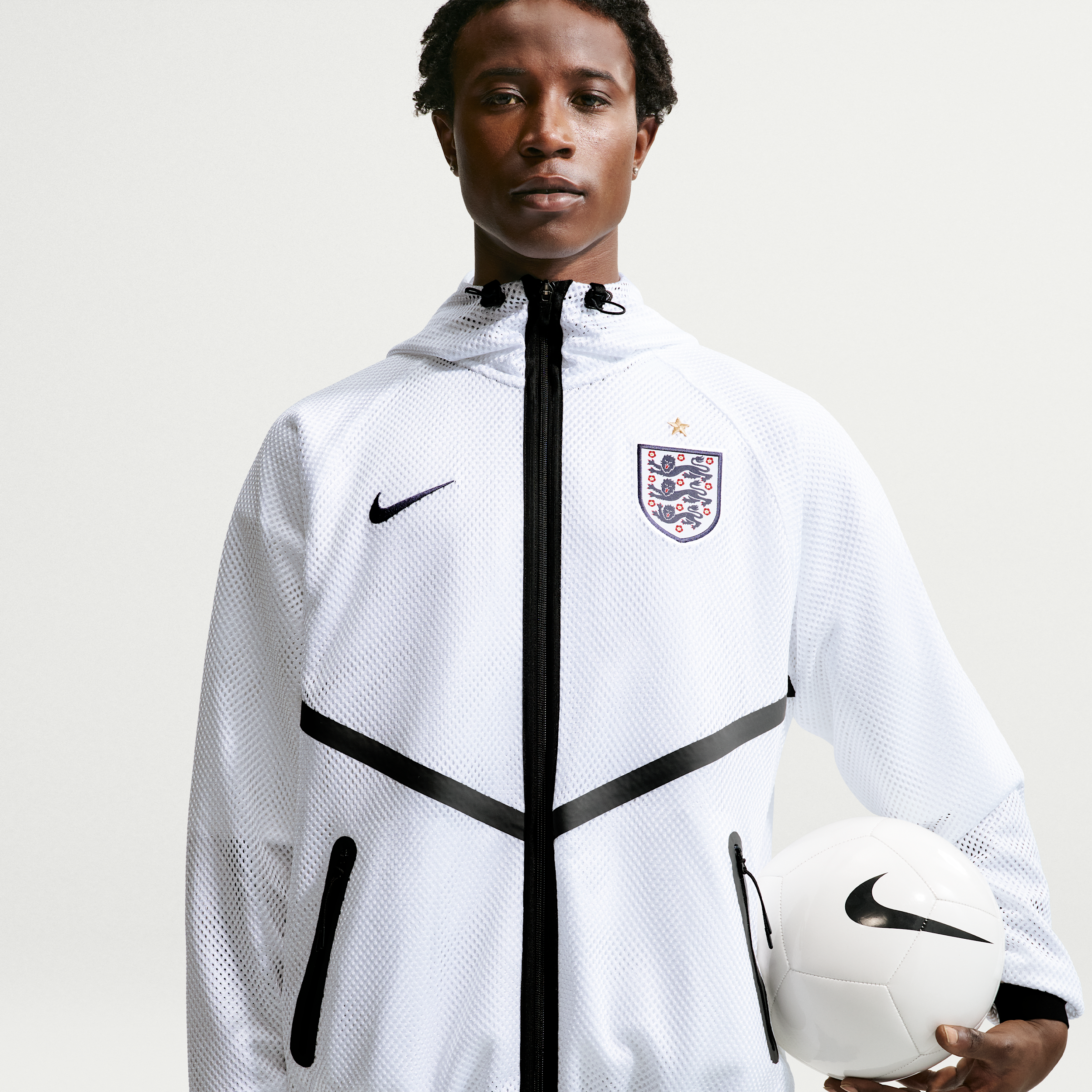 Nike Men's White England National Team 2026 Anthem Mesh Dri-fit Full-Zip Hooded Jacket - White