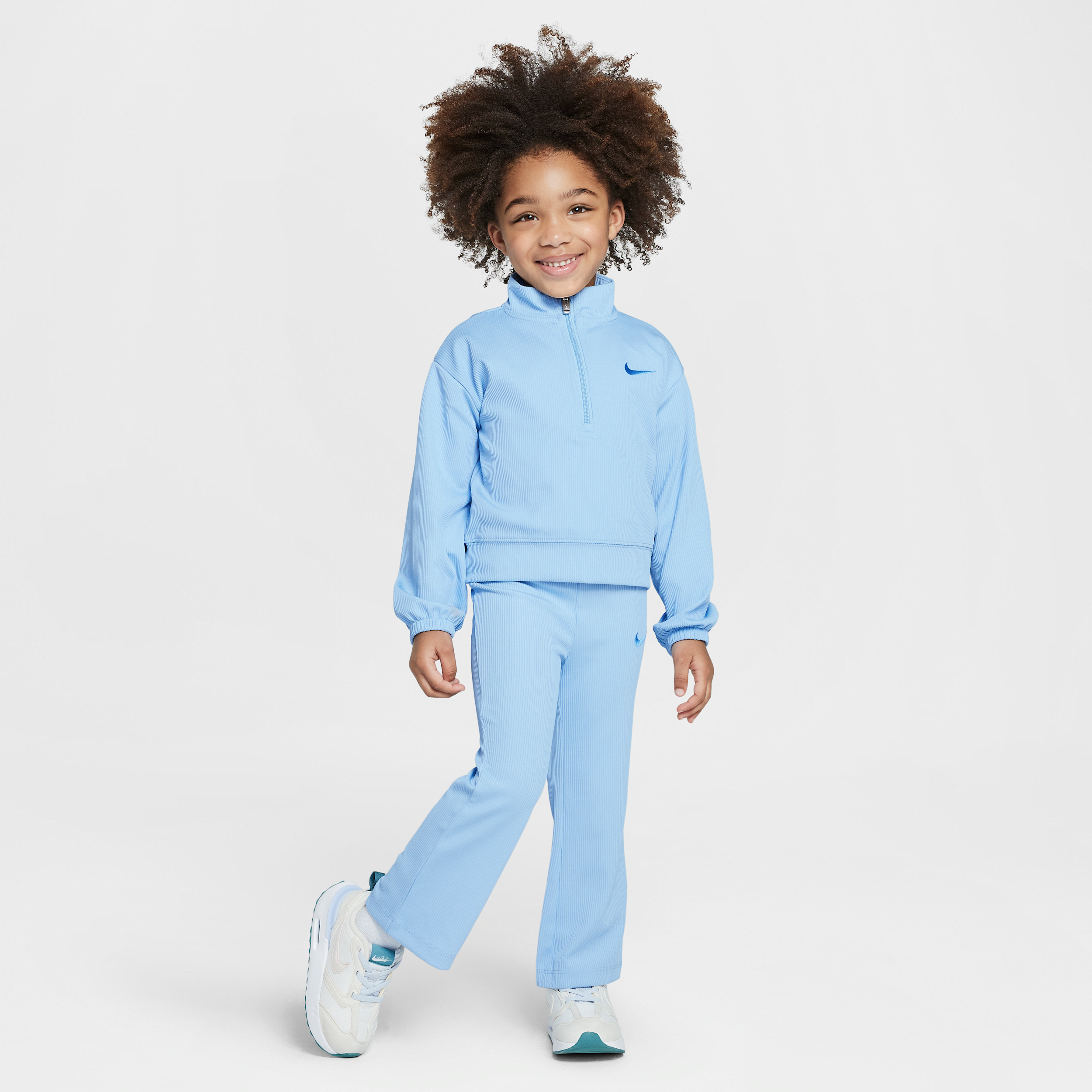 Nike Game, Swoosh, Match! Toddler Quarter-zip Ribbed Top And Leggings Set In Blue