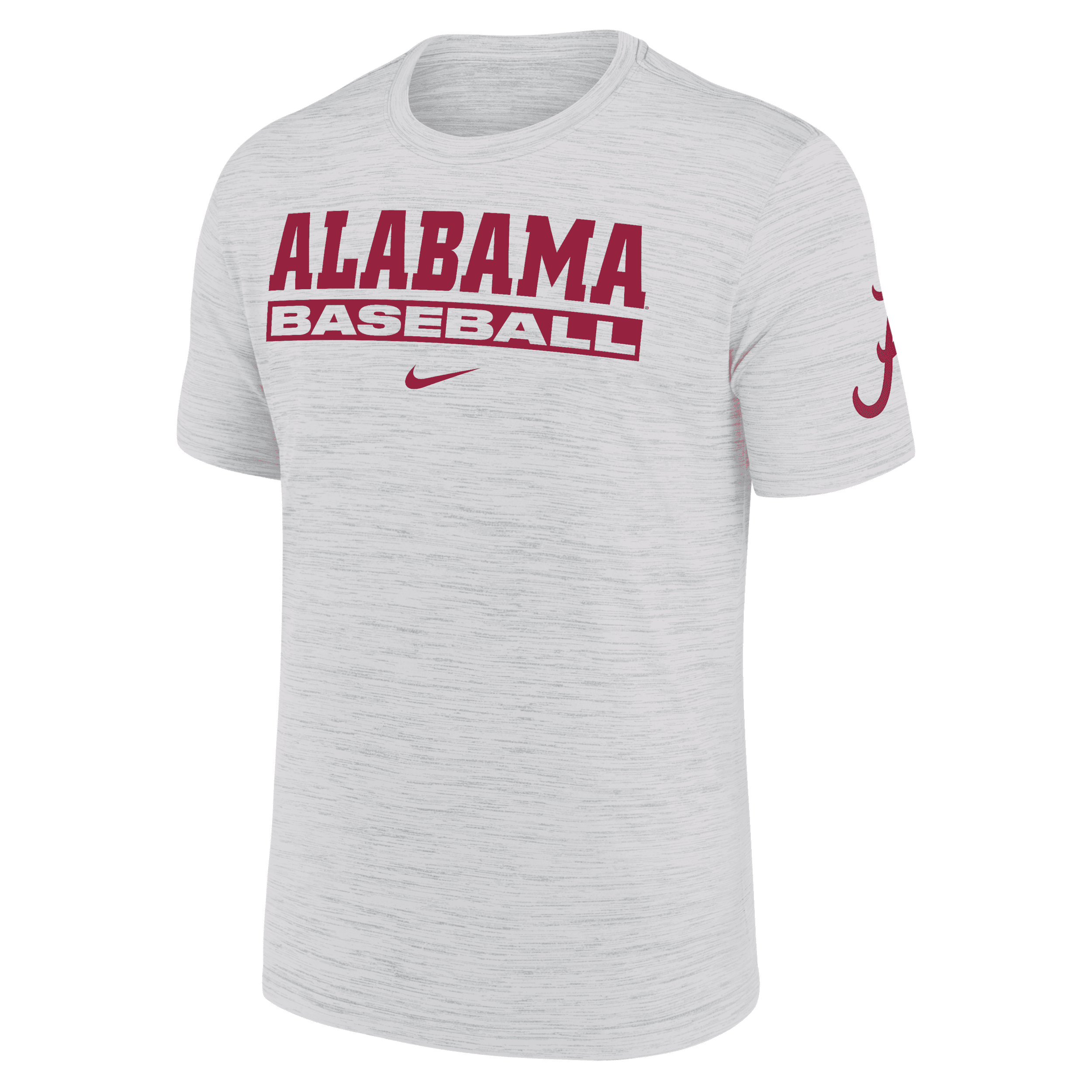 Nike Ash Alabama Crimson Tide Velocity Baseball Wordmark Stack Performance T-shirt In White