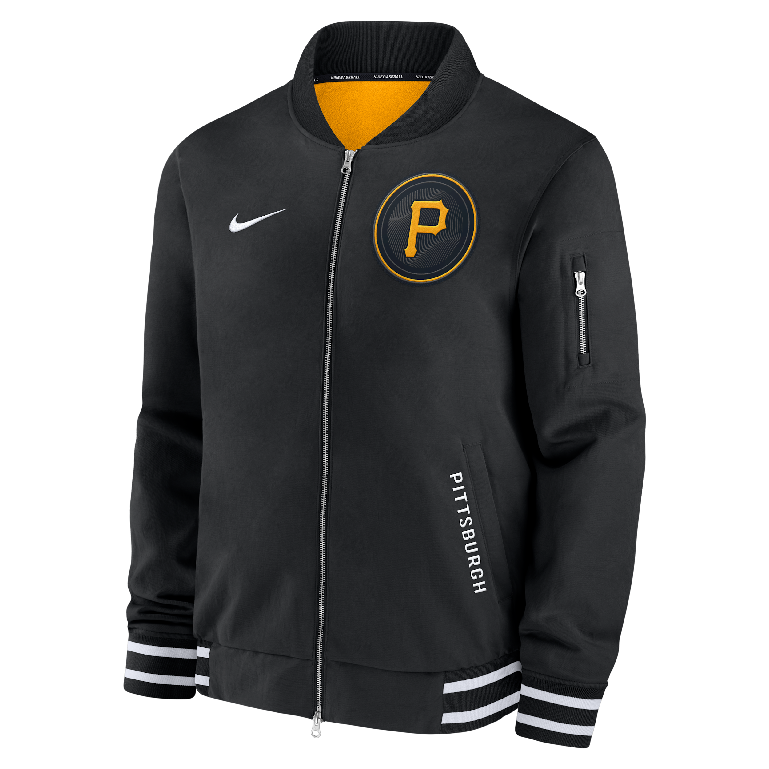 Nike Men's Black Pittsburgh Pirates Authentic Collection City Connect Full-zip Bomber Jacket In Black