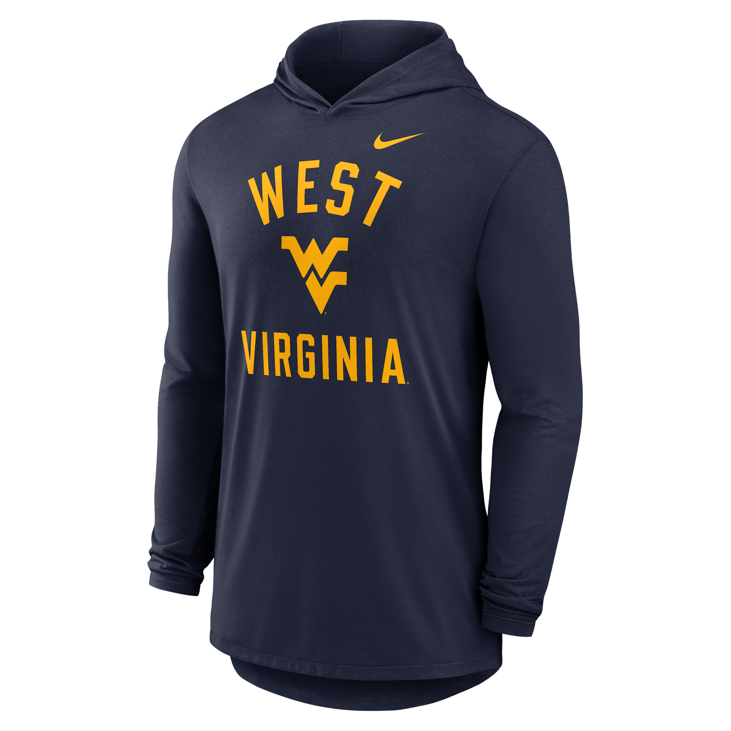 Nike Men's Navy West Virginia Mountaineers Classic Arch Tri-Blend Performance Long Sleeve Hoodie T-Shirt - Navy