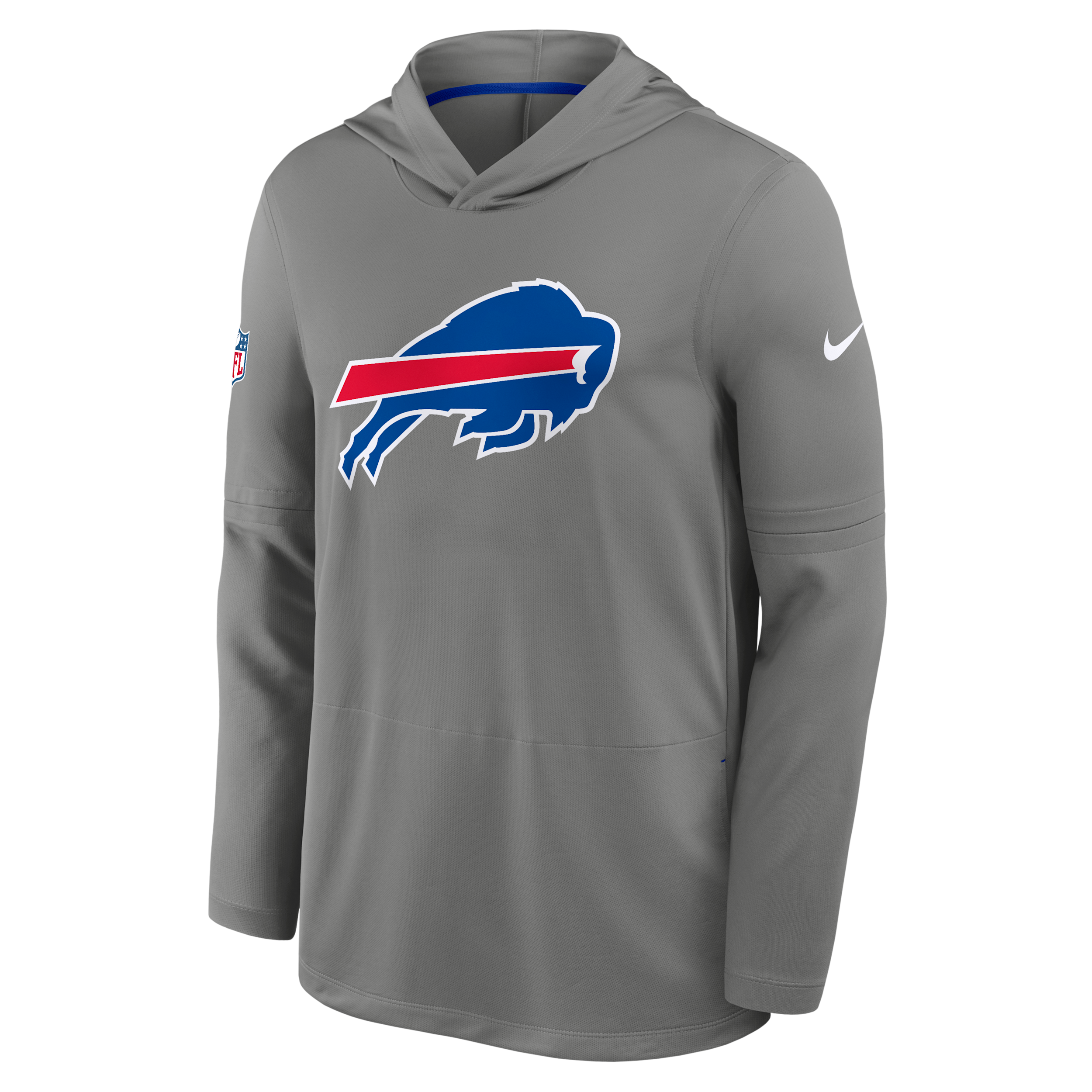 Nike Men's Gray Buffalo Bills Sideline Alternate LightweightLong sleeves Hooded Dri-fit T-Shirt - Gray