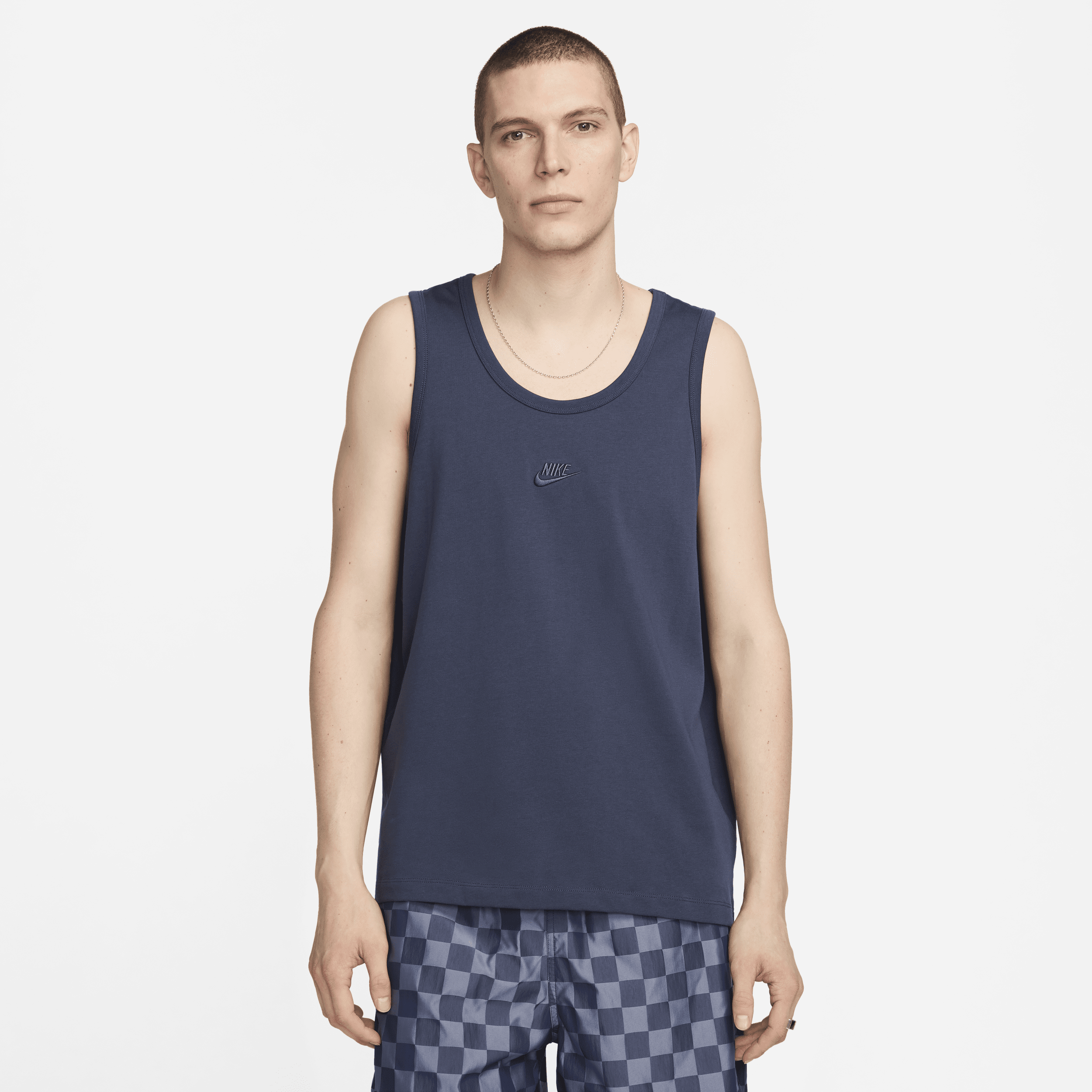 Shop Nike Men's  Sportswear Premium Essentials Tank Top In Blue