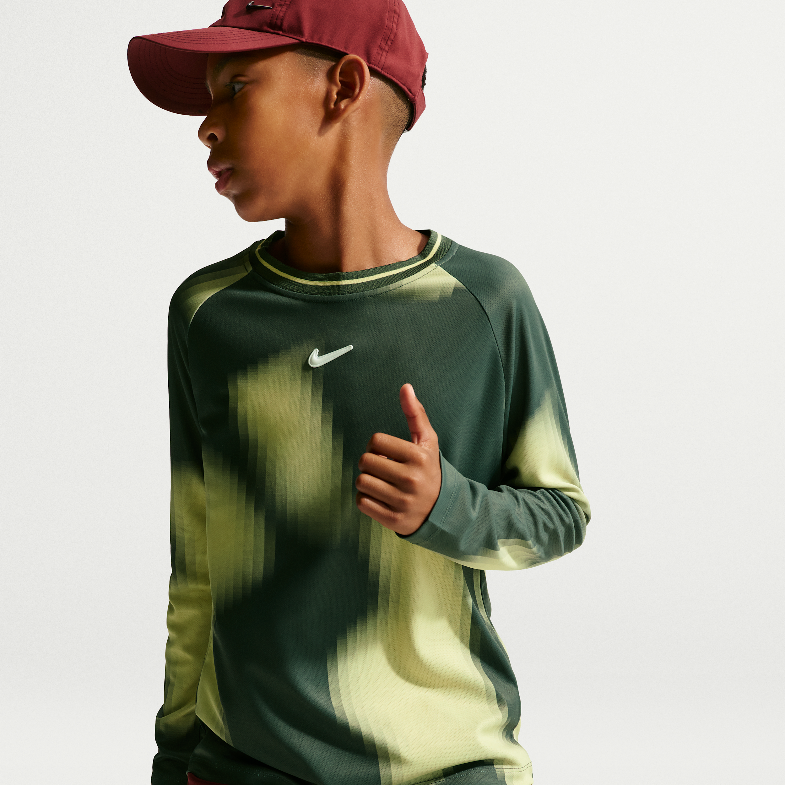 Nike Multi Renew Big Kids' (Boys') Dri-FIT Long-Sleeve Top in Green | IO0740-303