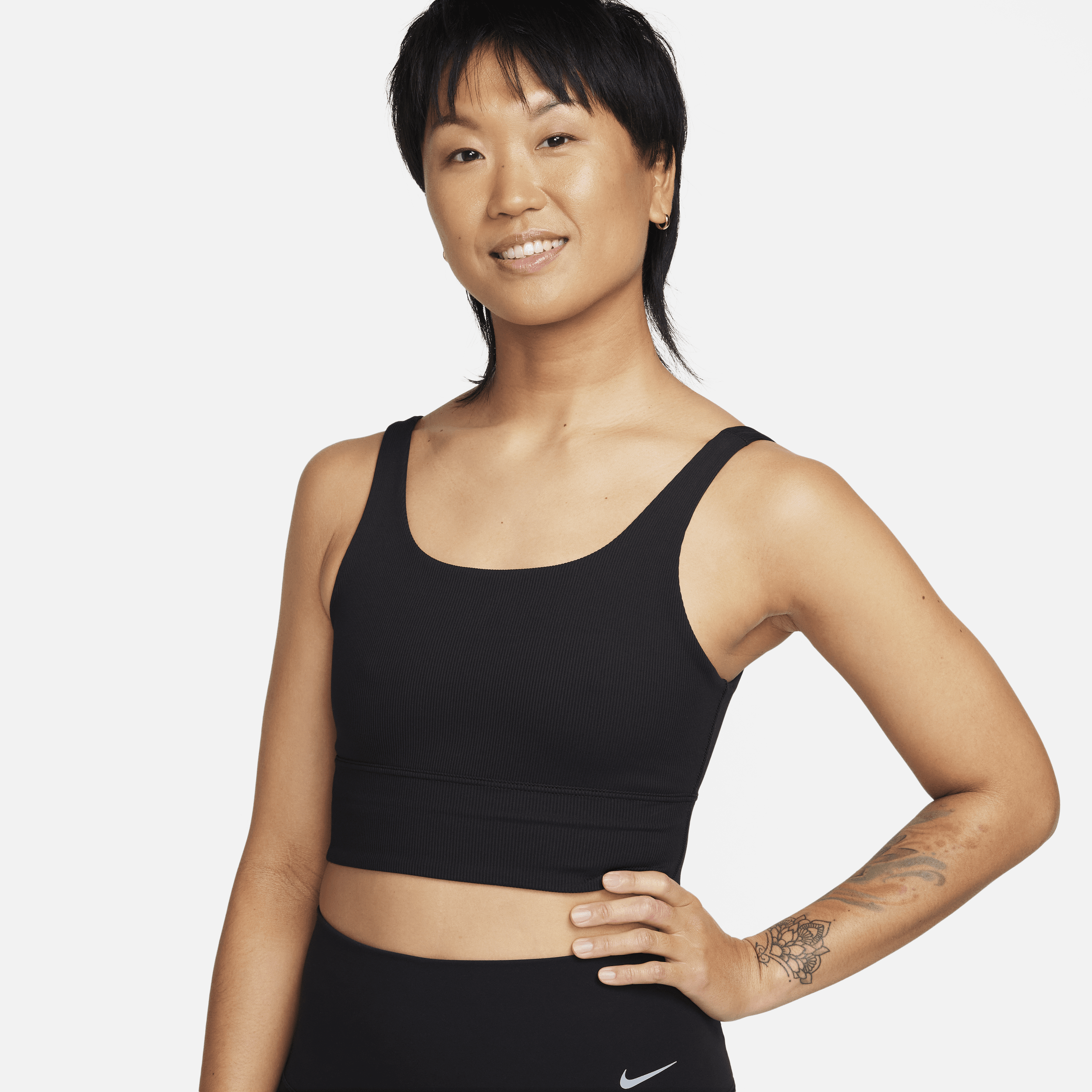 Shop Nike Women's Zenvy Rib Light-support Non-padded Longline Sports Bra In Black