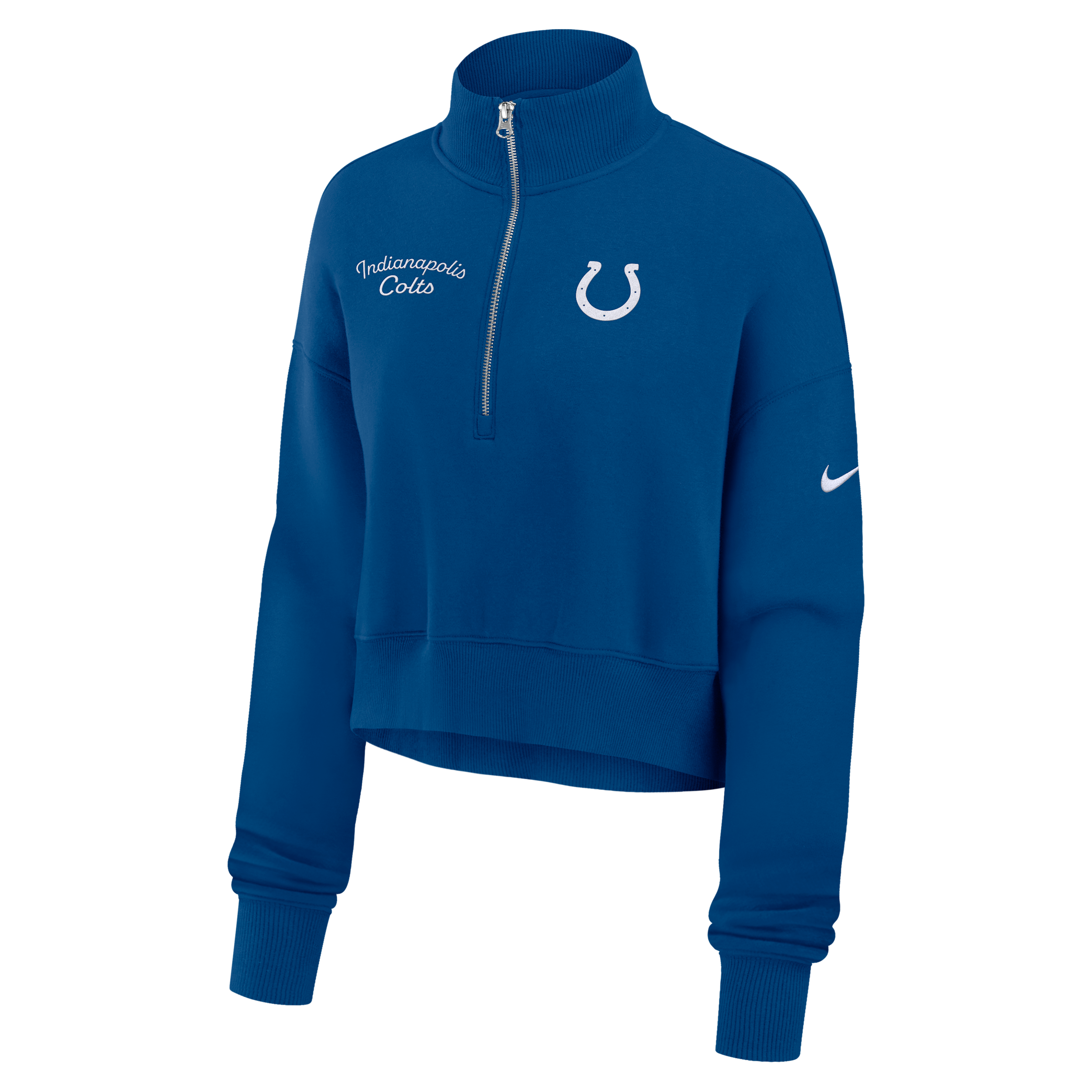 Nike Indianapolis Colts Phoenix  Women's Nfl Cropped 1/4-zip Crew In Blue
