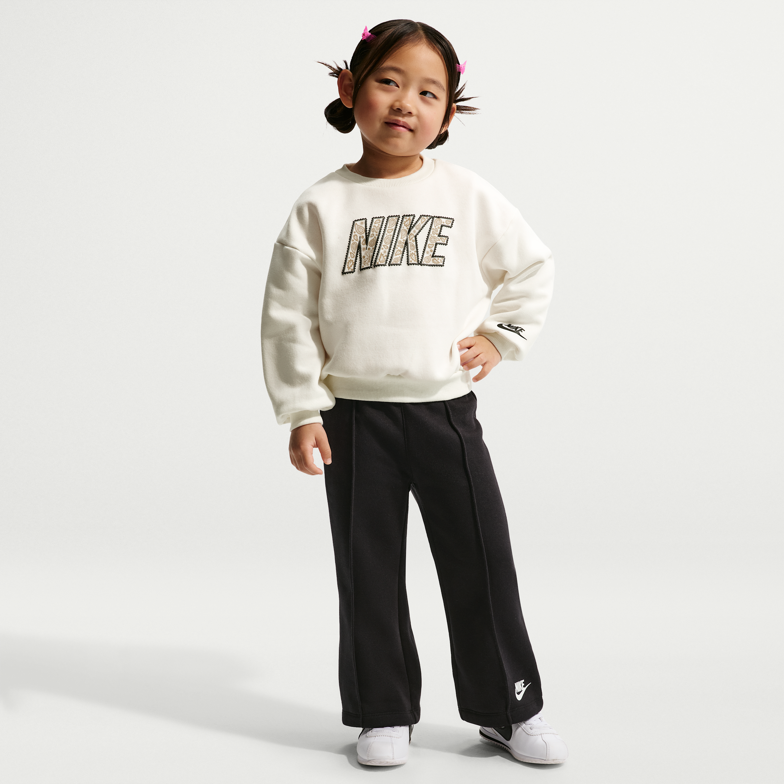 Nike Toddler Girls' 2T-4T Retro Remix Top and Pants, 2-Piece Set - White/Black