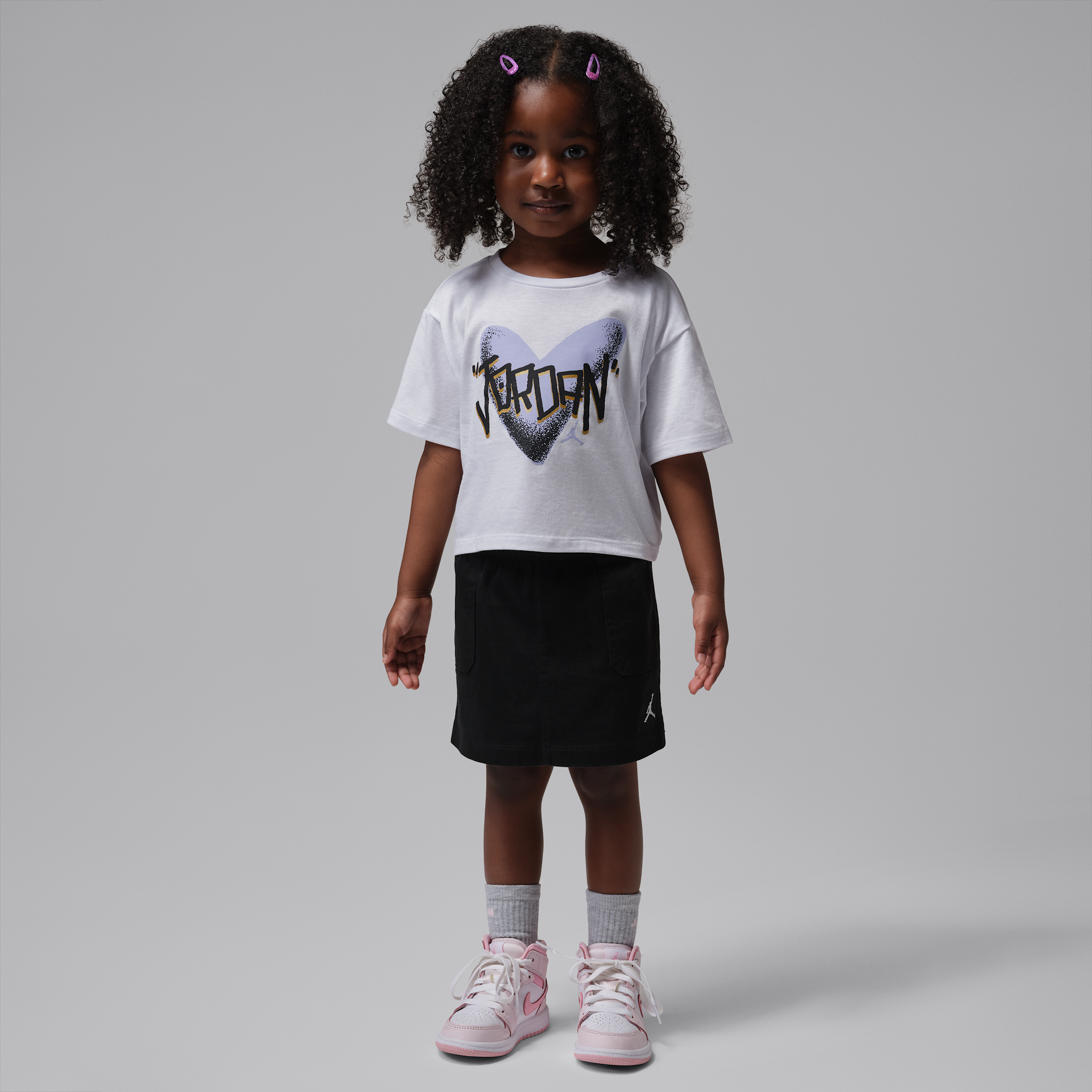 Jordan Boys' Toddler 2T-4T Heart Jordan T-Shirt and Skort, 2-Piece Set - Black