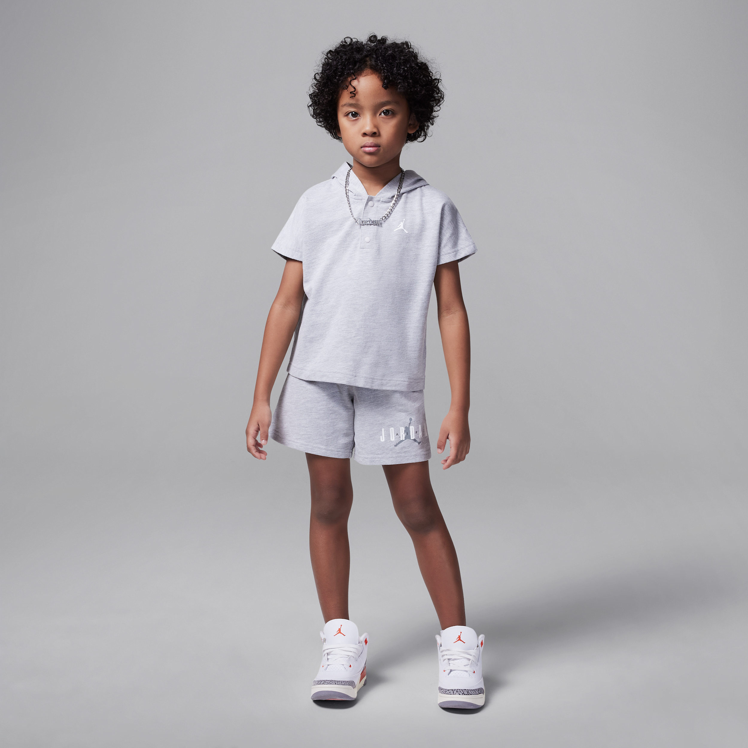 Jordan Little Kids' 2-piece French Terry Henley Hoodie Set In Grey