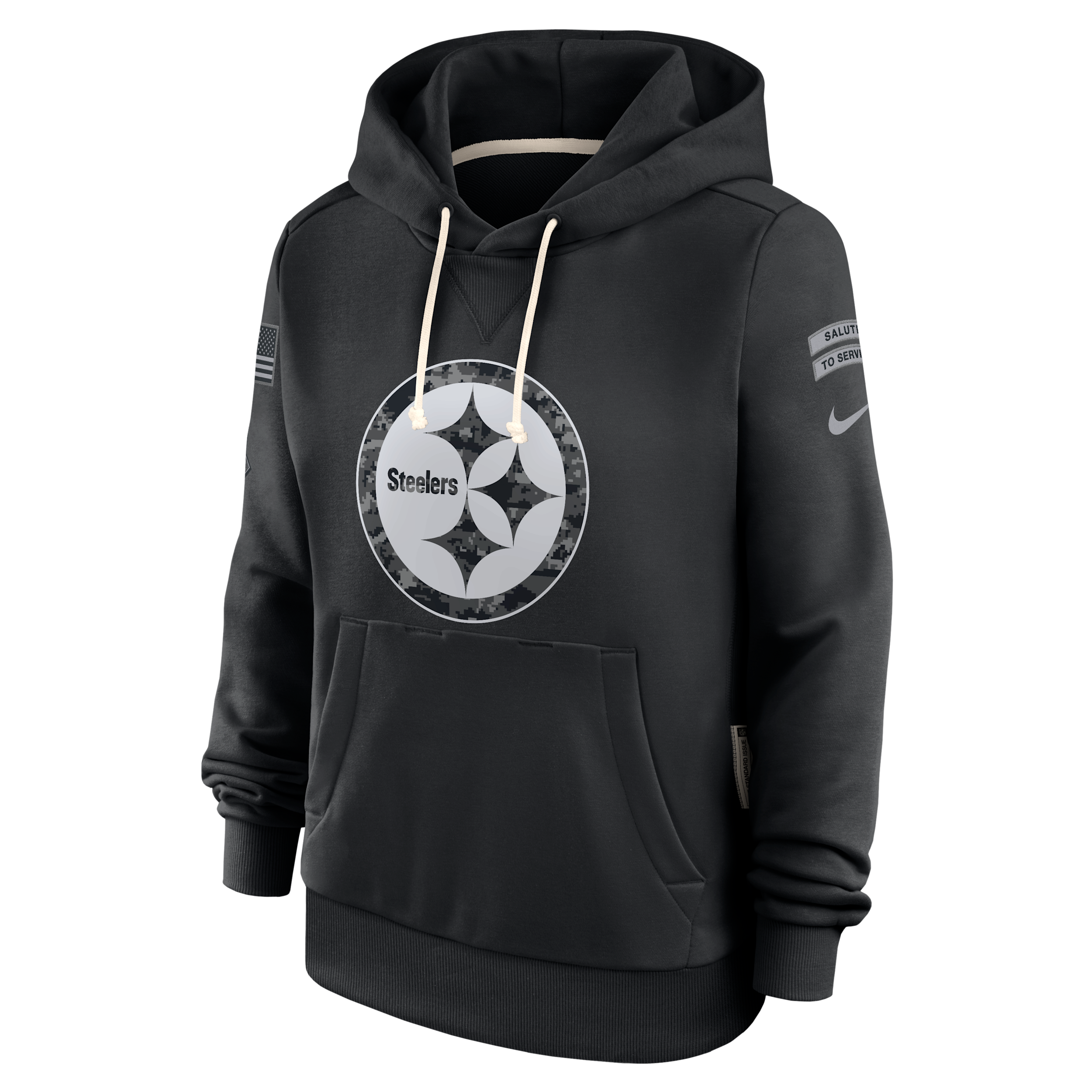 Pittsburgh Steelers Salute to Service Sideline Nike Women's Dri-FIT NFL Pullover Hoodie in Black | 03C300AA2S-CYB