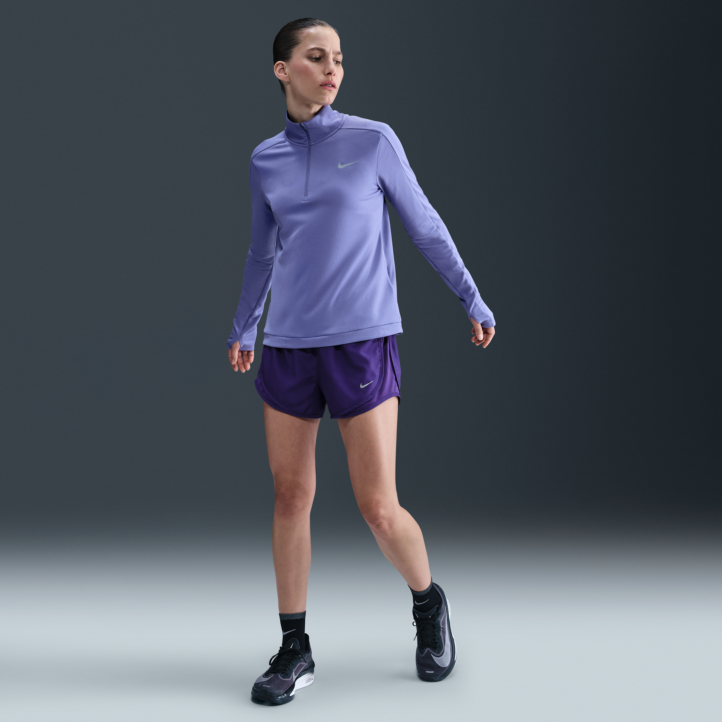 Nike Women's Tempo Dri-fit Mid-rise Brief-lined Running Shorts In Purple