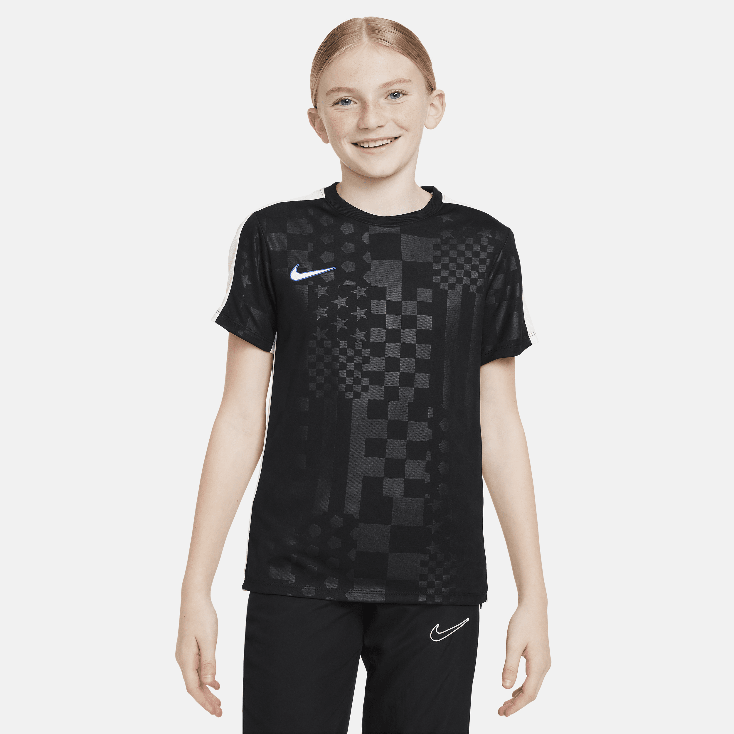 Nike Dri-fit Academy Big Kids' Short-sleeve Soccer Top In Black