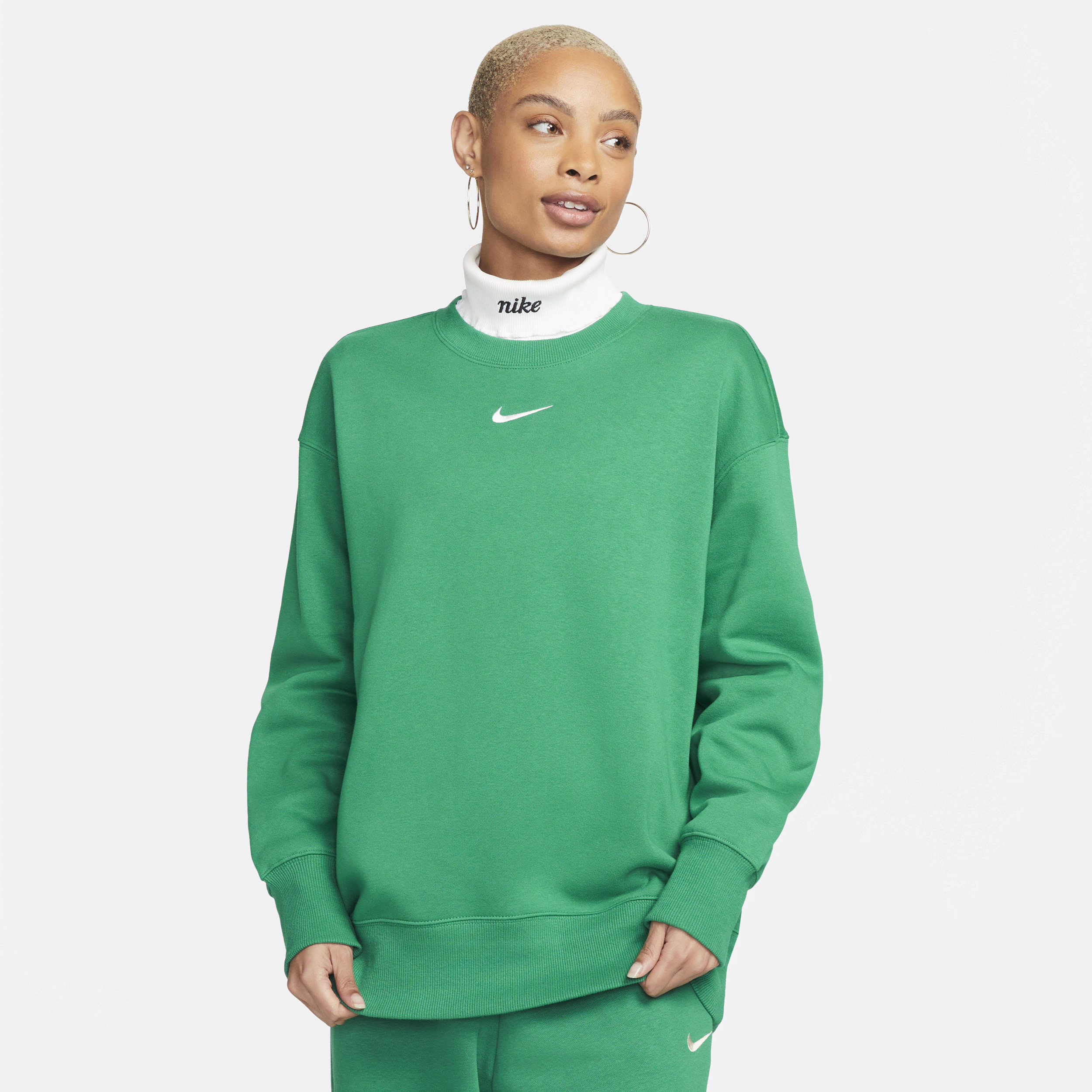 Shop Nike Women's  Sportswear Phoenix Fleece Oversized Crew-neck Sweatshirt In Green