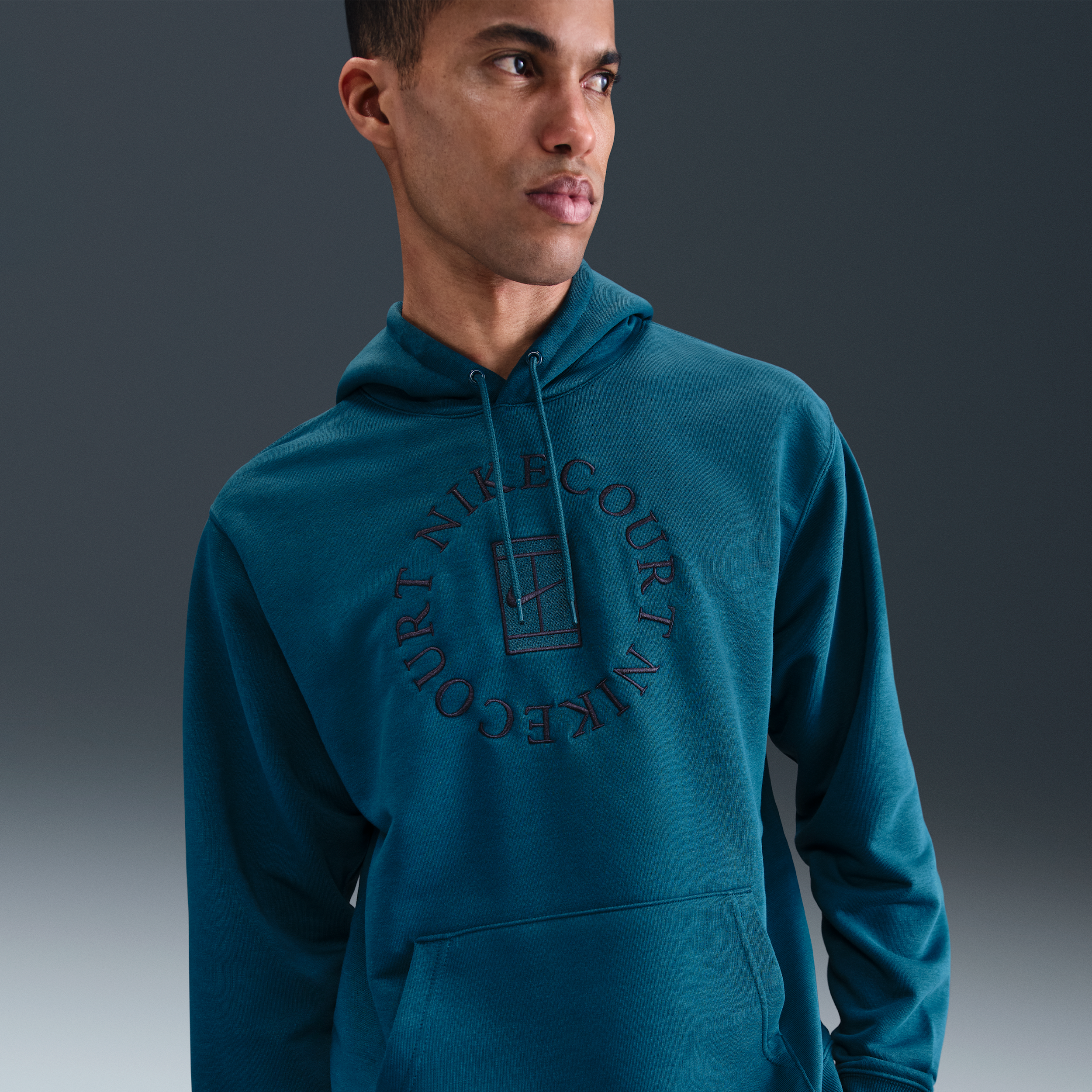 Nike Men's Court Heritage Dri-fit French Terry Tennis Pullover Hoodie In Blue