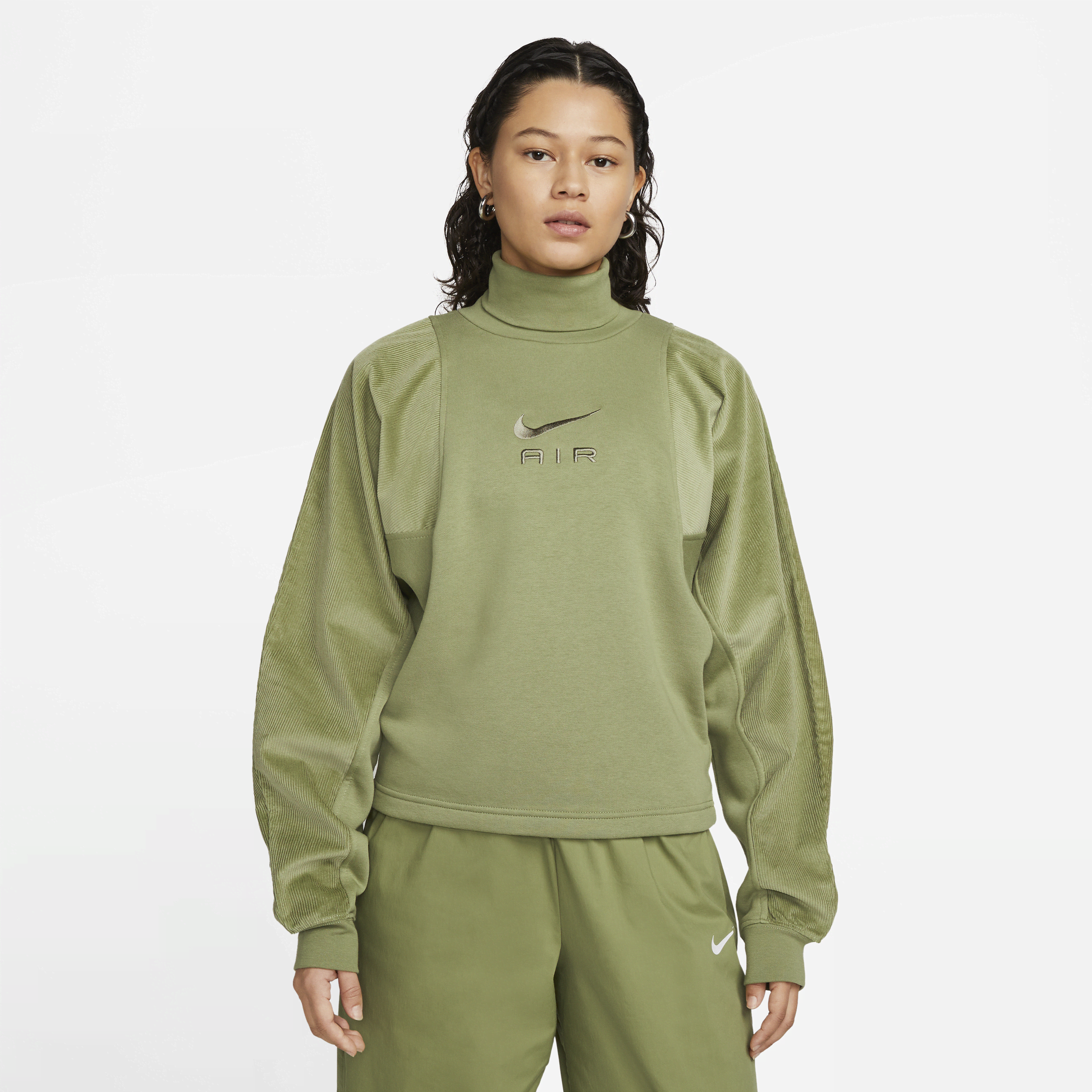 Nike Women's Air Corduroy Fleece Top In Green