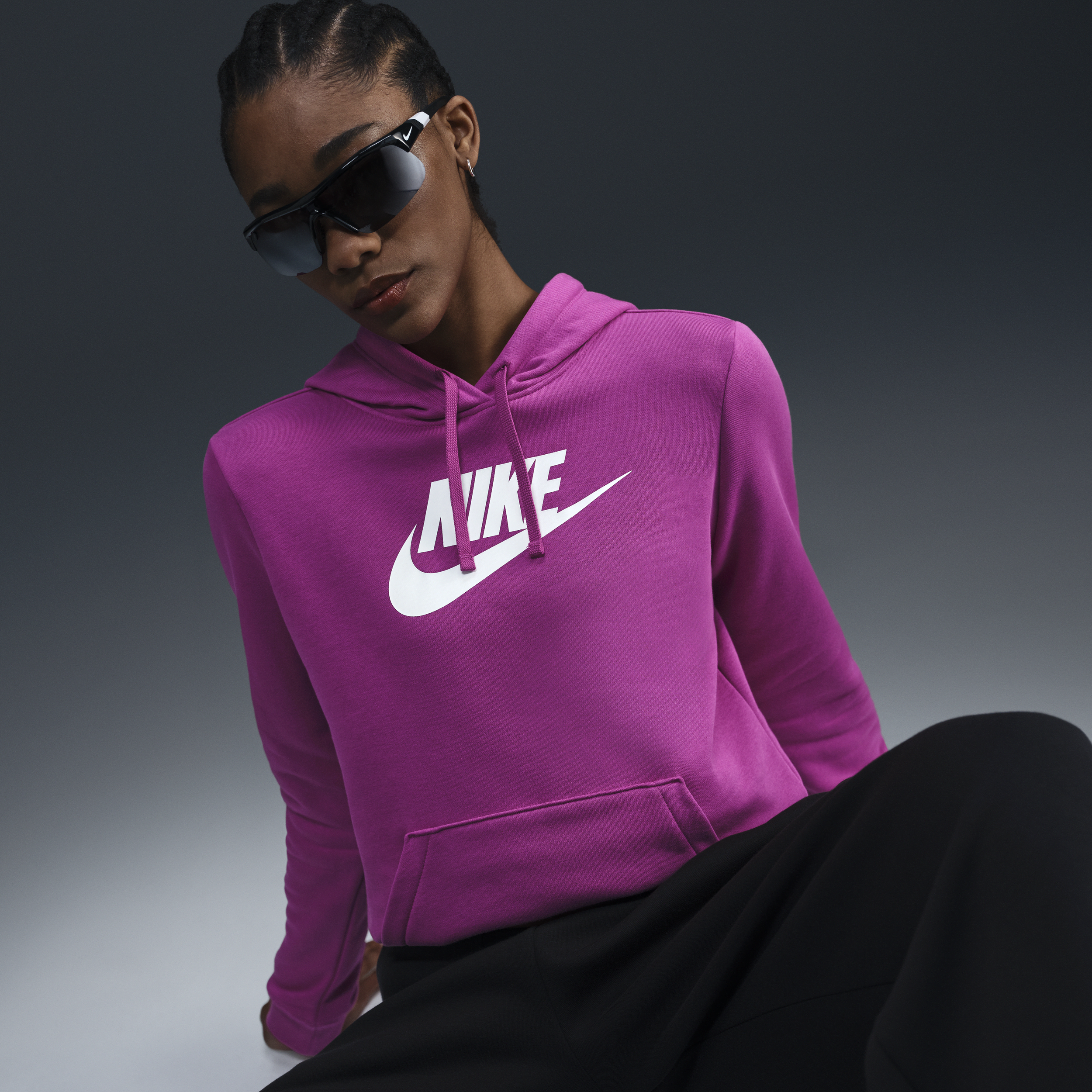 Nike Women's  Sportswear Club Fleece Logo Pullover Hoodie In Purple