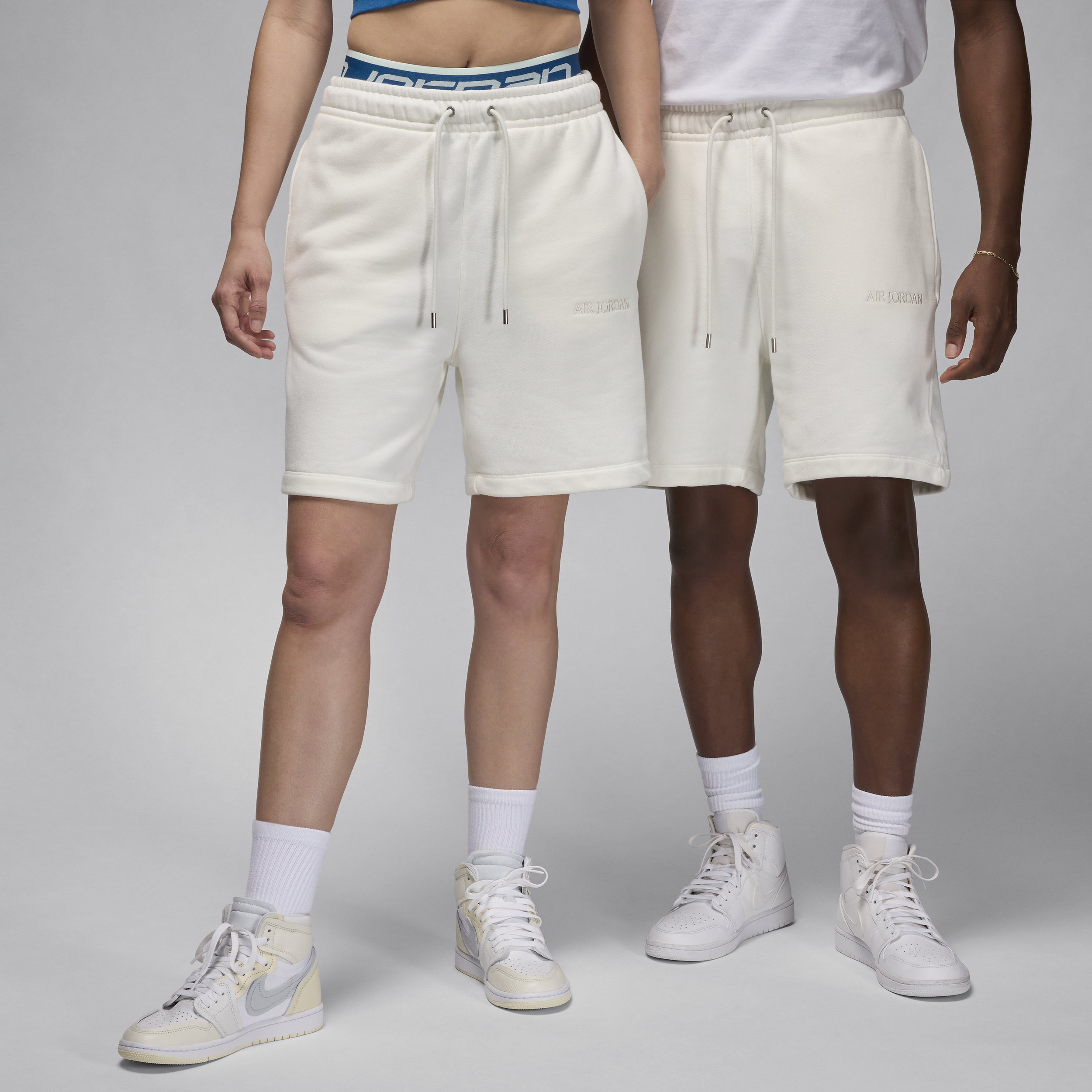 Jordan Men's Air  Wordmark Fleece Shorts In White
