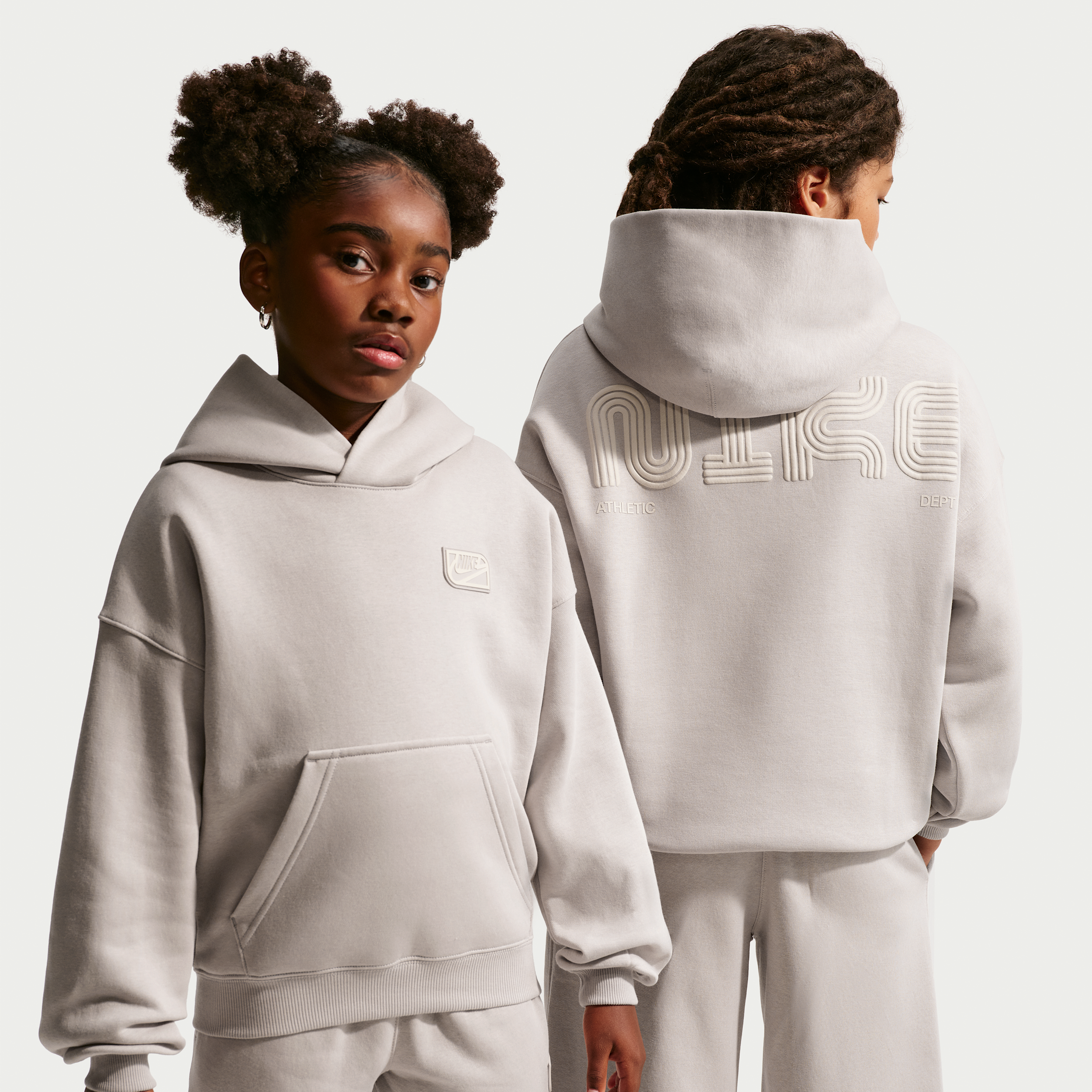 Nike Sportswear Club Fleece Big Kids' Oversized Fleece Hoodie in Brown | IO1684-211