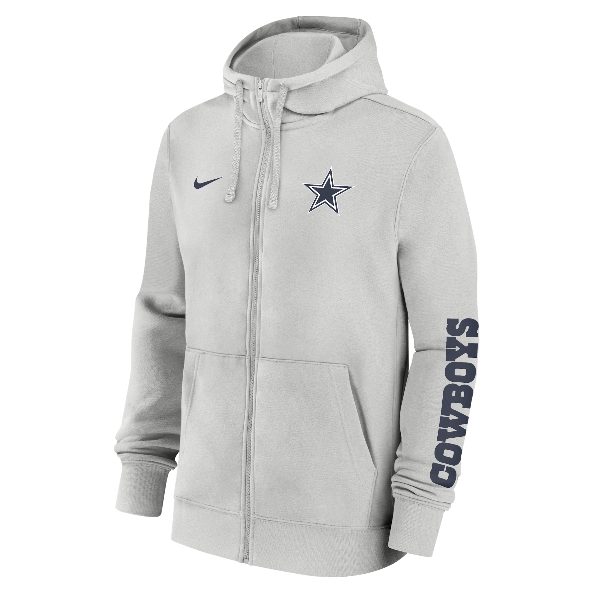 Dallas Cowboys Club Nike Men's NFL Full-Zip Hoodie in Grey | 01NC0BB7RD-1LR
