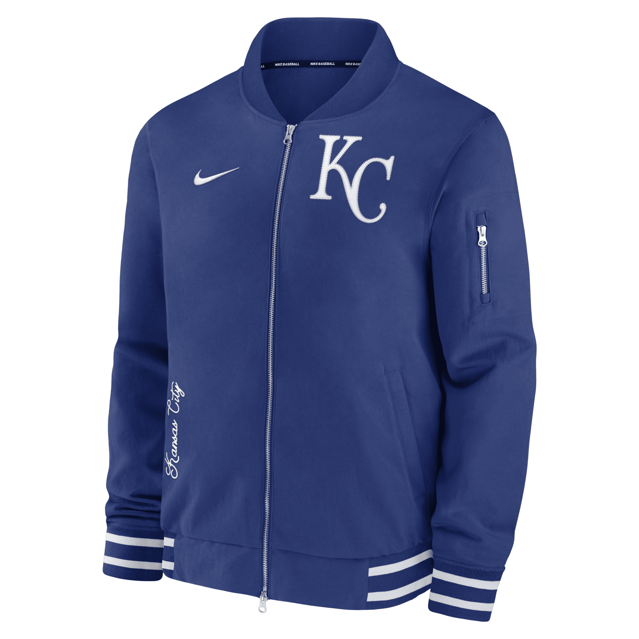 Nike Kansas City Royals Authentic Collection  Men's Mlb Full-zip Bomber Jacket In Blue