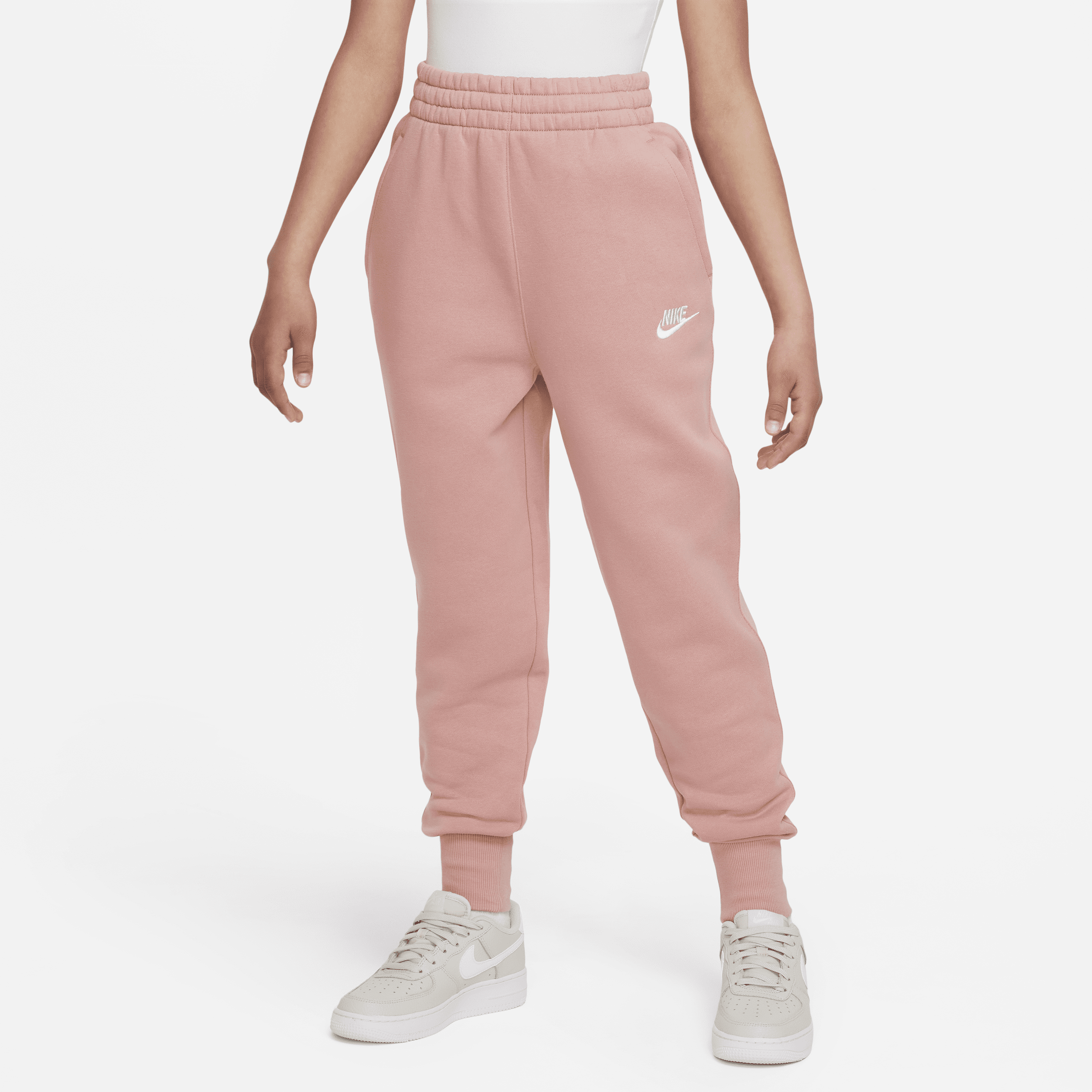 Nike Sportswear Club Fleece Big Kids' (girls') High-waisted Fitted Pants In Pink