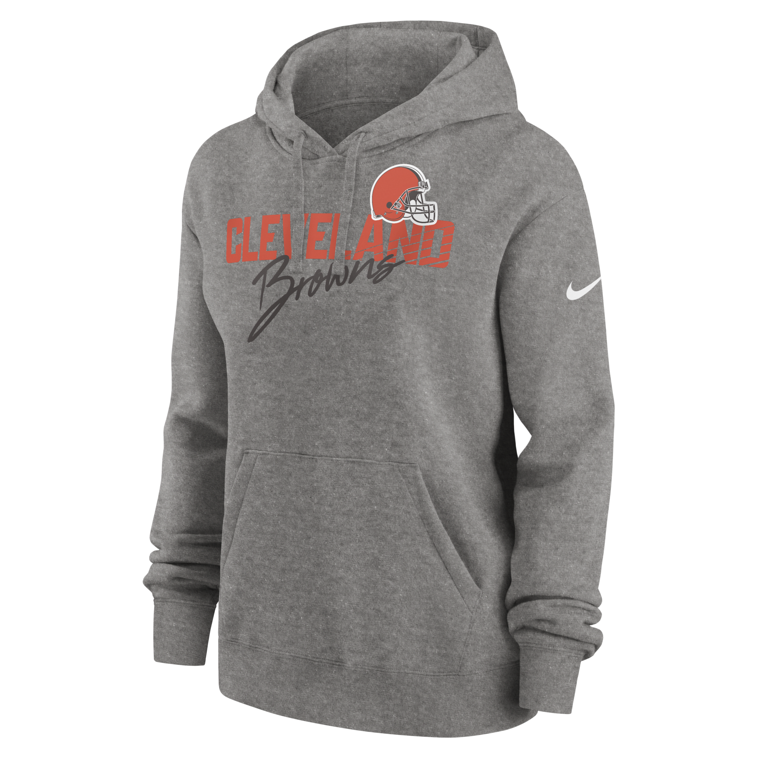 Nike Women's Wordmark Club (nfl Cleveland Browns) Pullover Hoodie In Grey
