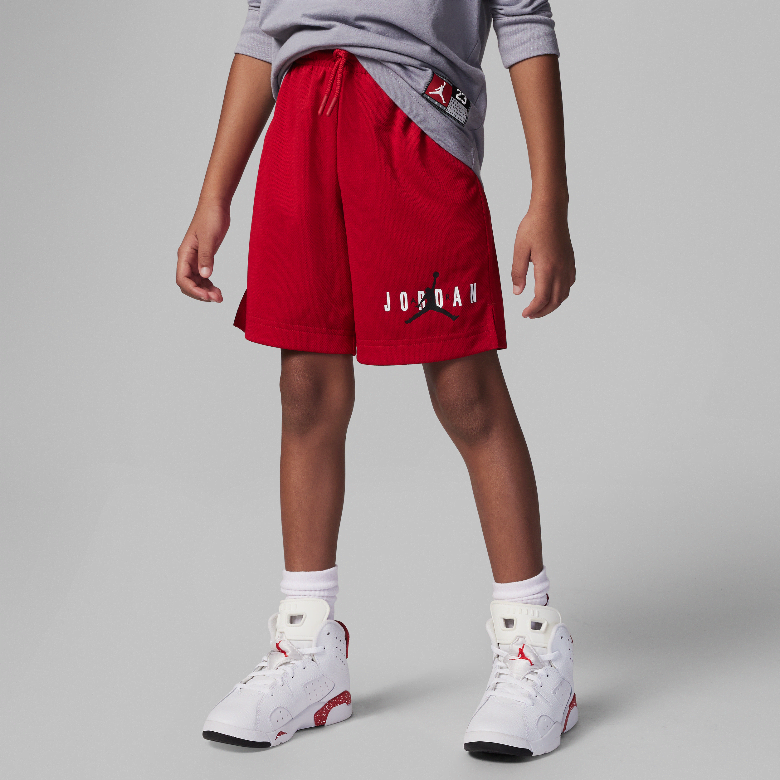 Jordan Essentials Little Kids' Graphic Mesh Shorts In Red