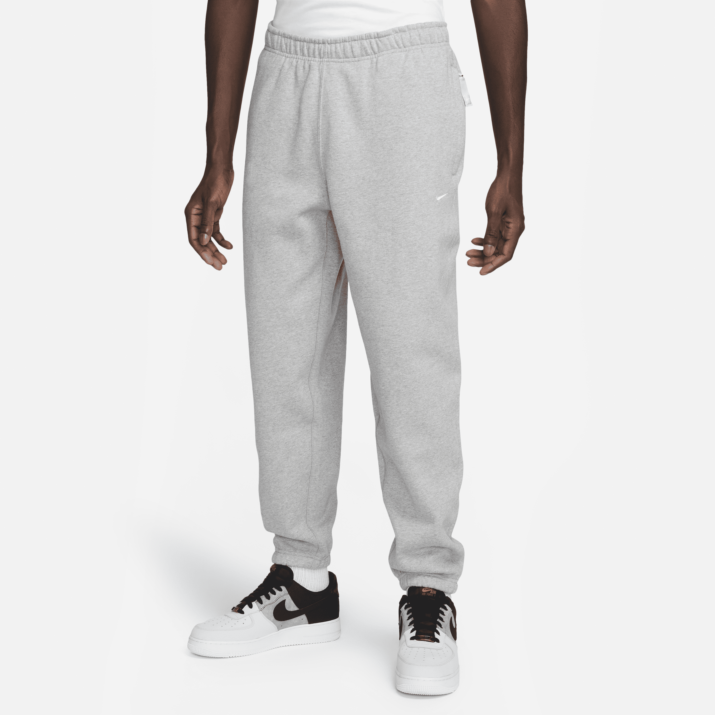 Shop Nike Men's Solo Swoosh Fleece Pants In Grey