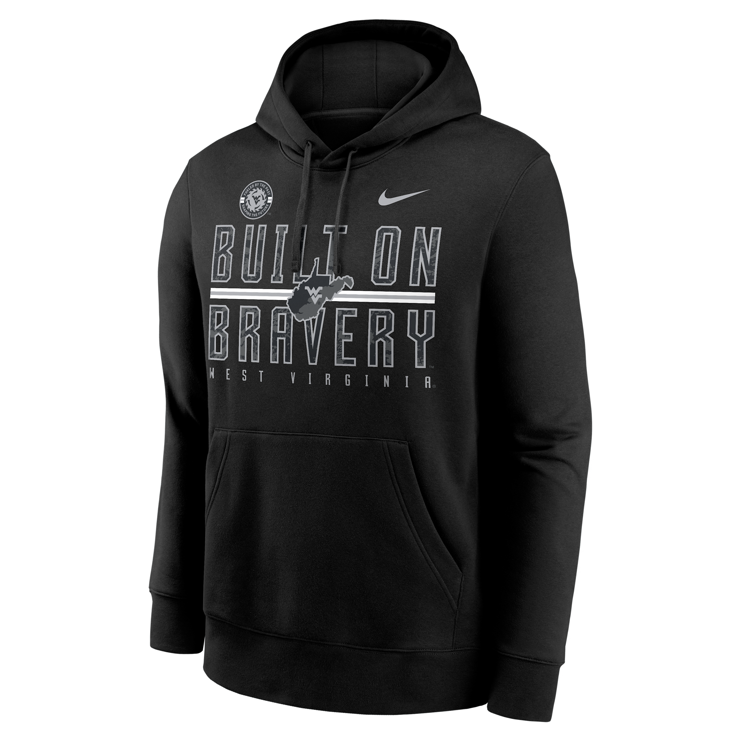 West Virginia Built on Bravery Club Nike Men's College Pullover Hoodie in Black | NKDK00AWVN-Q4Z