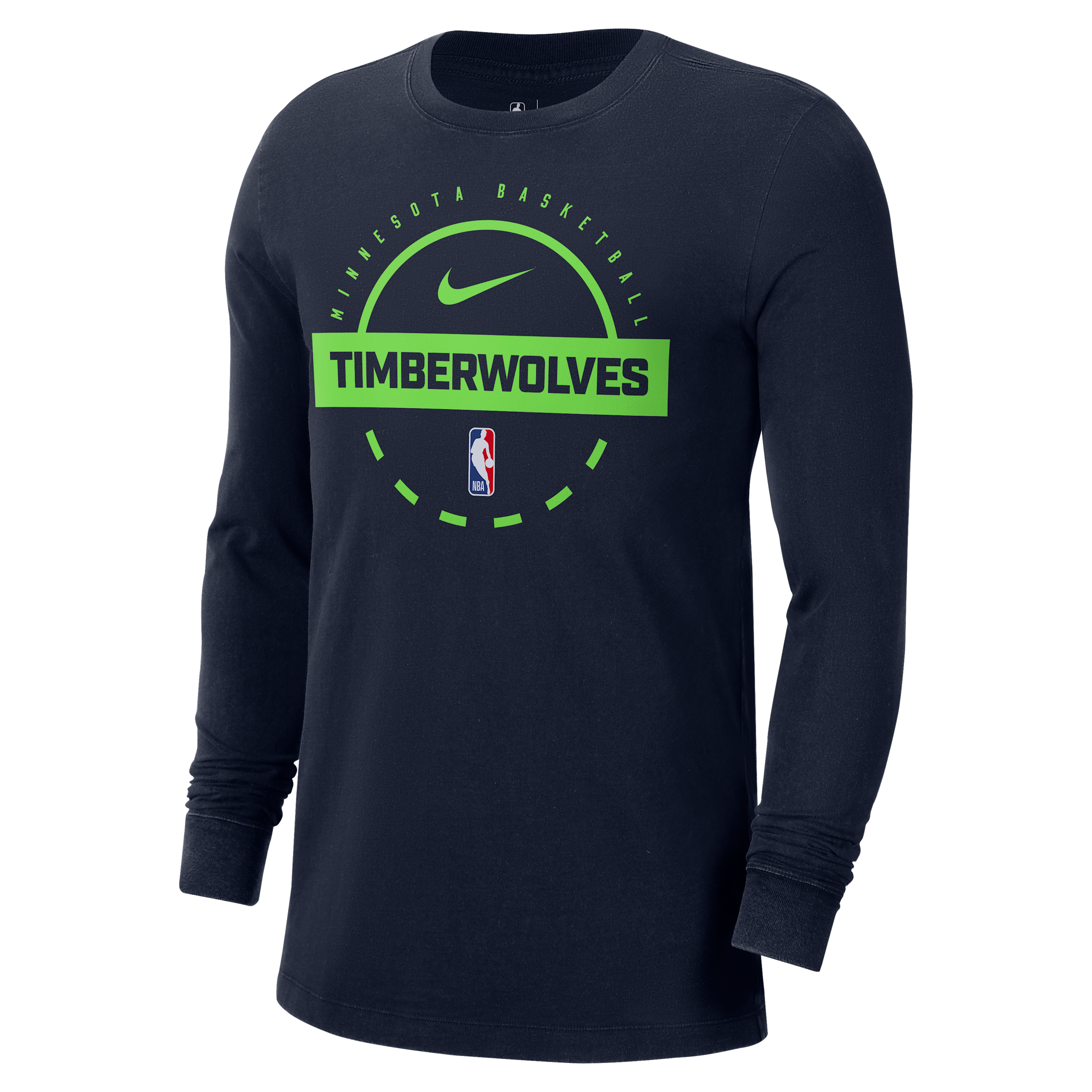 Nike Men's Navy Minnesota Timberwolves Authentic Long Sleeve Practice T-shirt In Black