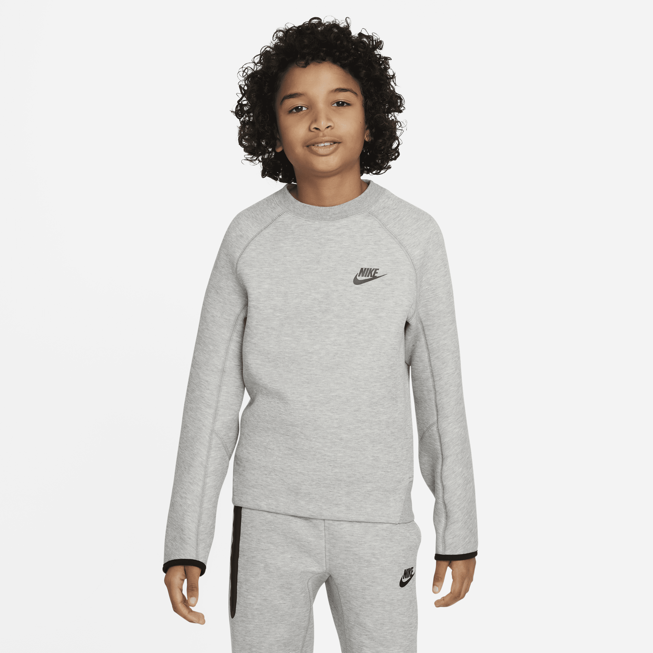 Shop Nike Sportswear Tech Fleece Big Kids' (boys') Sweatshirt In Grey