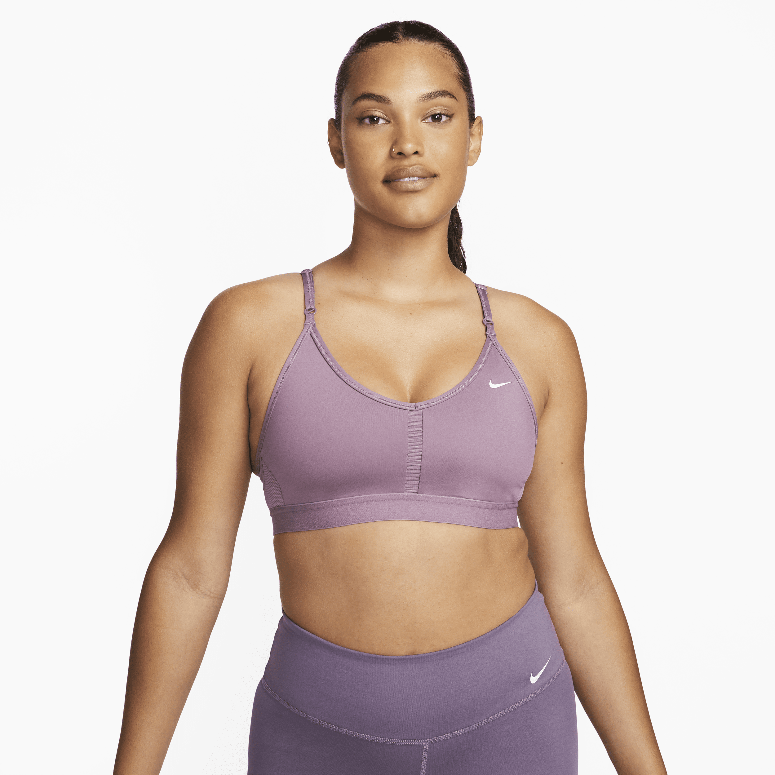 Nike Women's Indy Light-support Padded V-neck Sports Bra In Purple