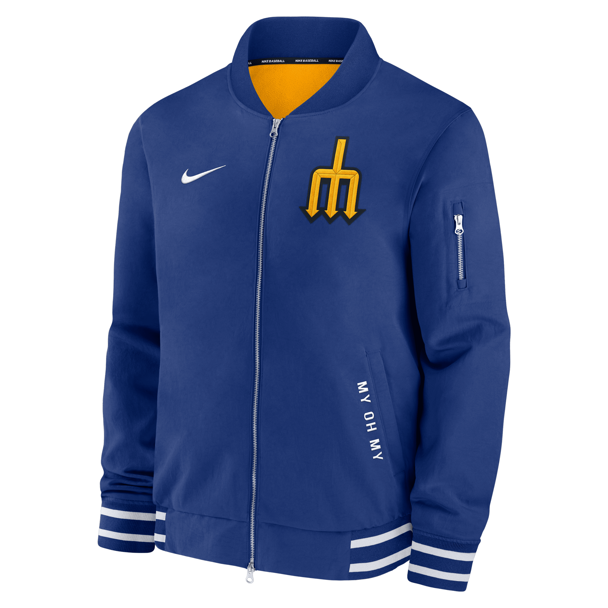 Nike Seattle Mariners Authentic Collection City Connect Men's Mlb Full-zip Bomber Jacket In Blue