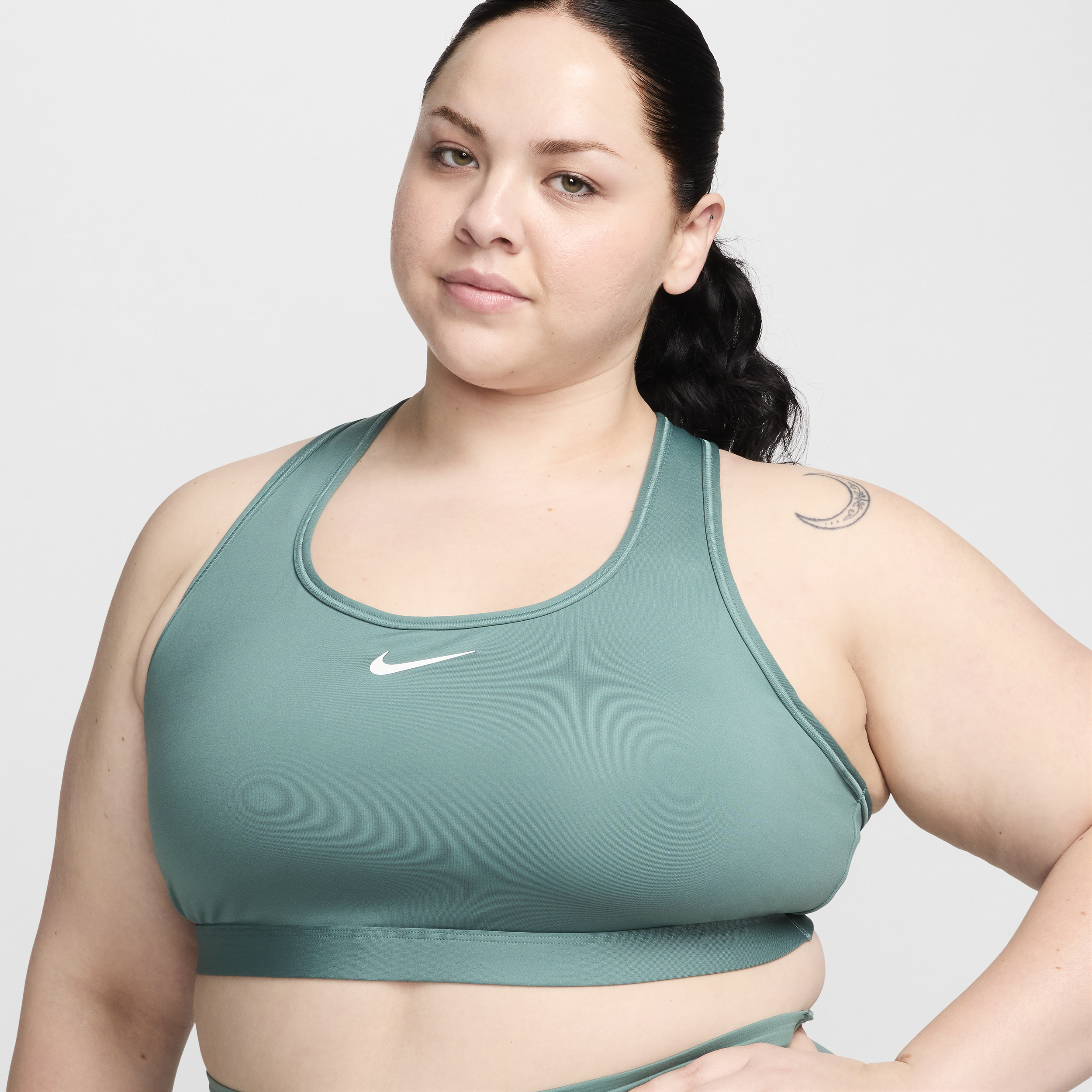 Shop Nike Women's Swoosh Medium Support Padded Sports Bra (plus Size) In Green