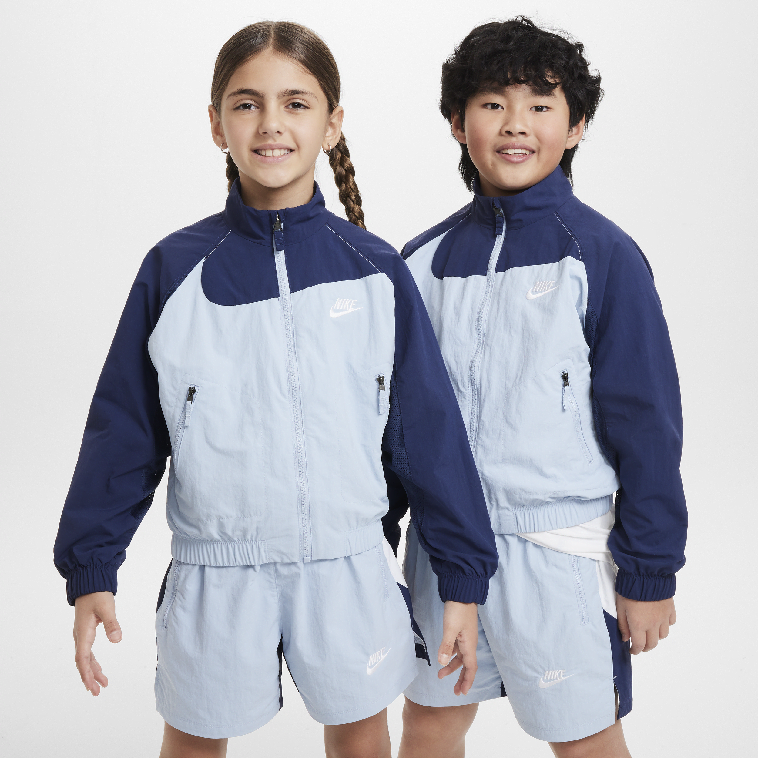 Shop Nike Sportswear Amplify Big Kids' Woven Full-zip Jacket In Blue