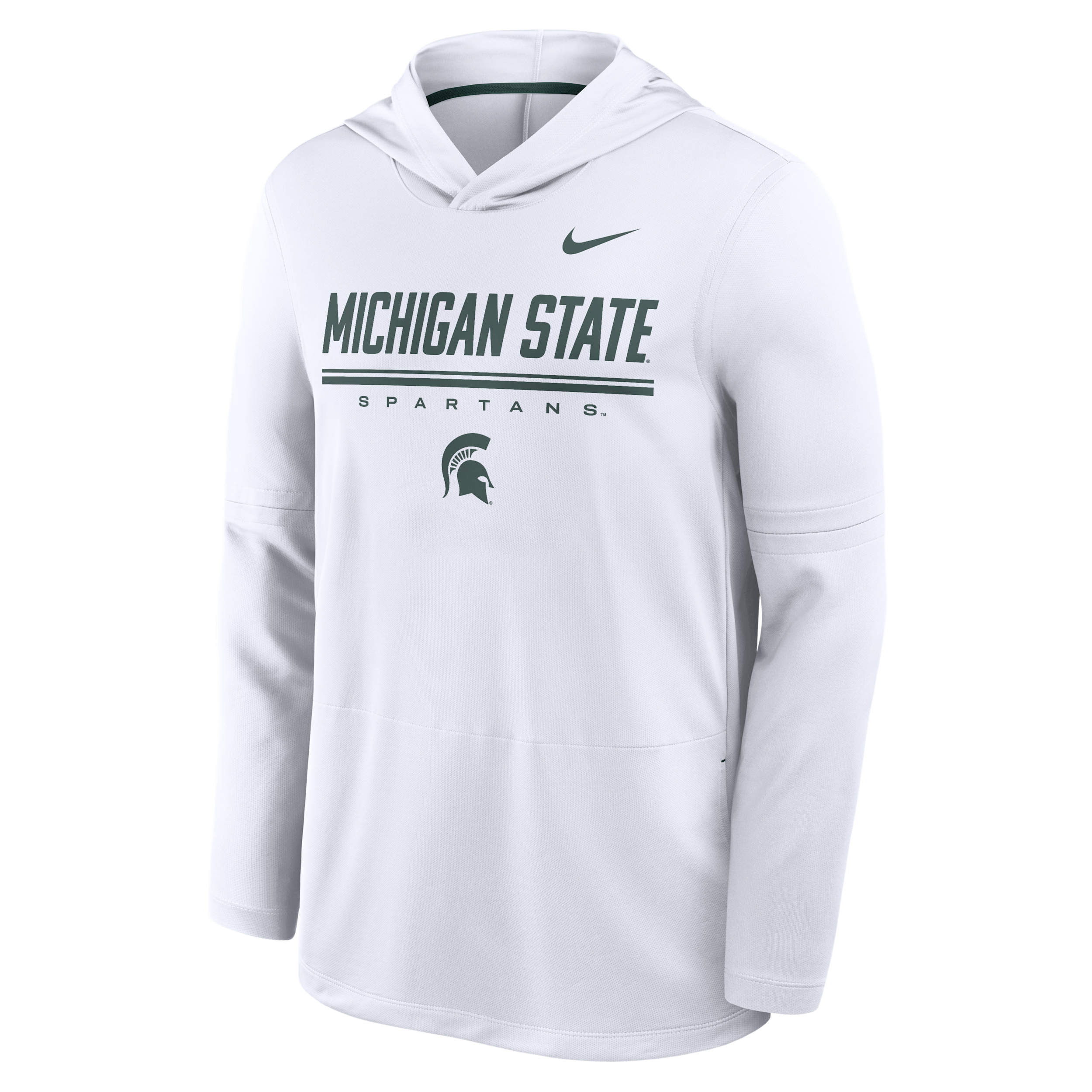 Nike Men's White Michigan State Spartans 2026 Sideline Lightweight Long Sleeve Hooded Dri-fit T-Shirt - White, Green