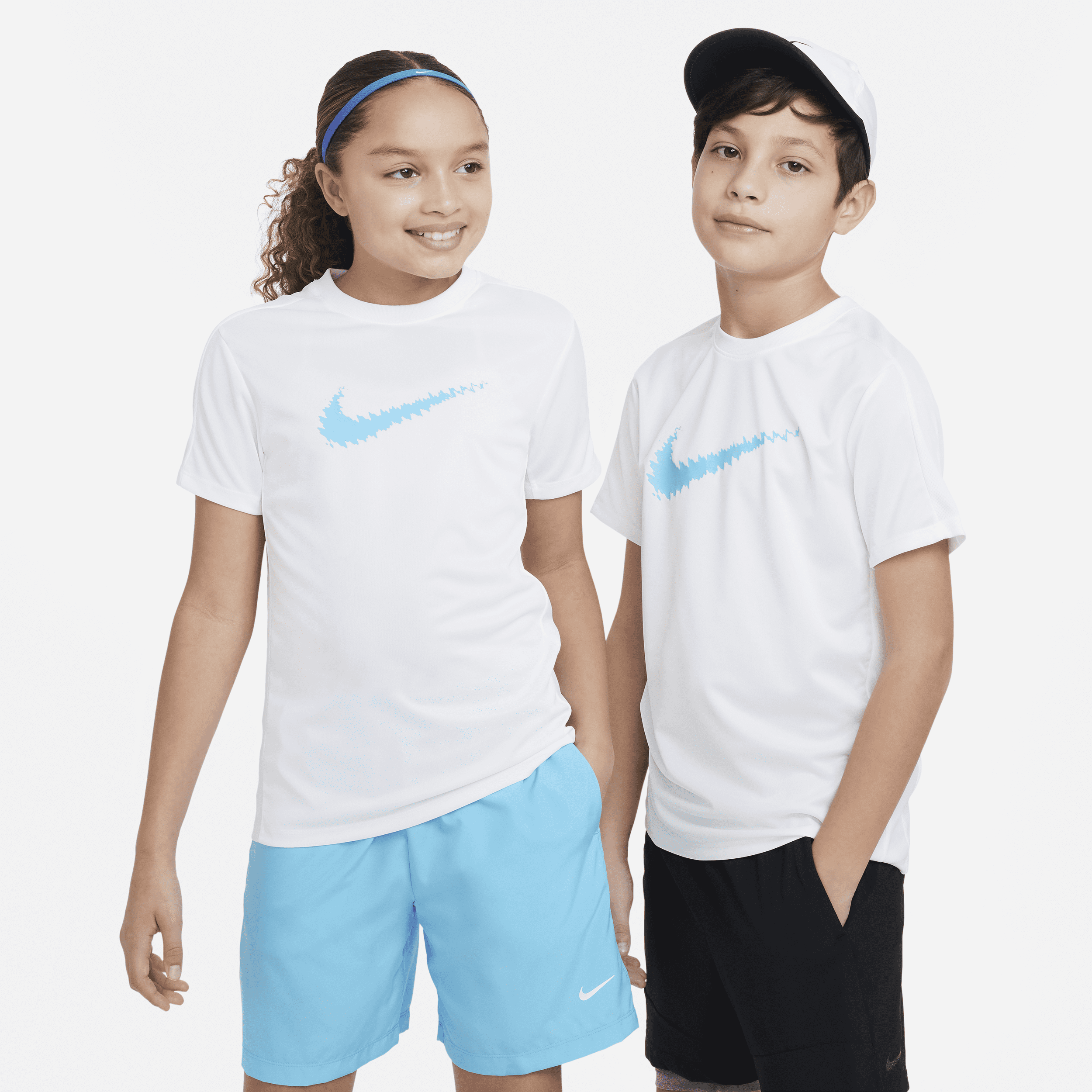 Nike Dri-fit Trophy Big Kids' Graphic Short-sleeve Training Top In White