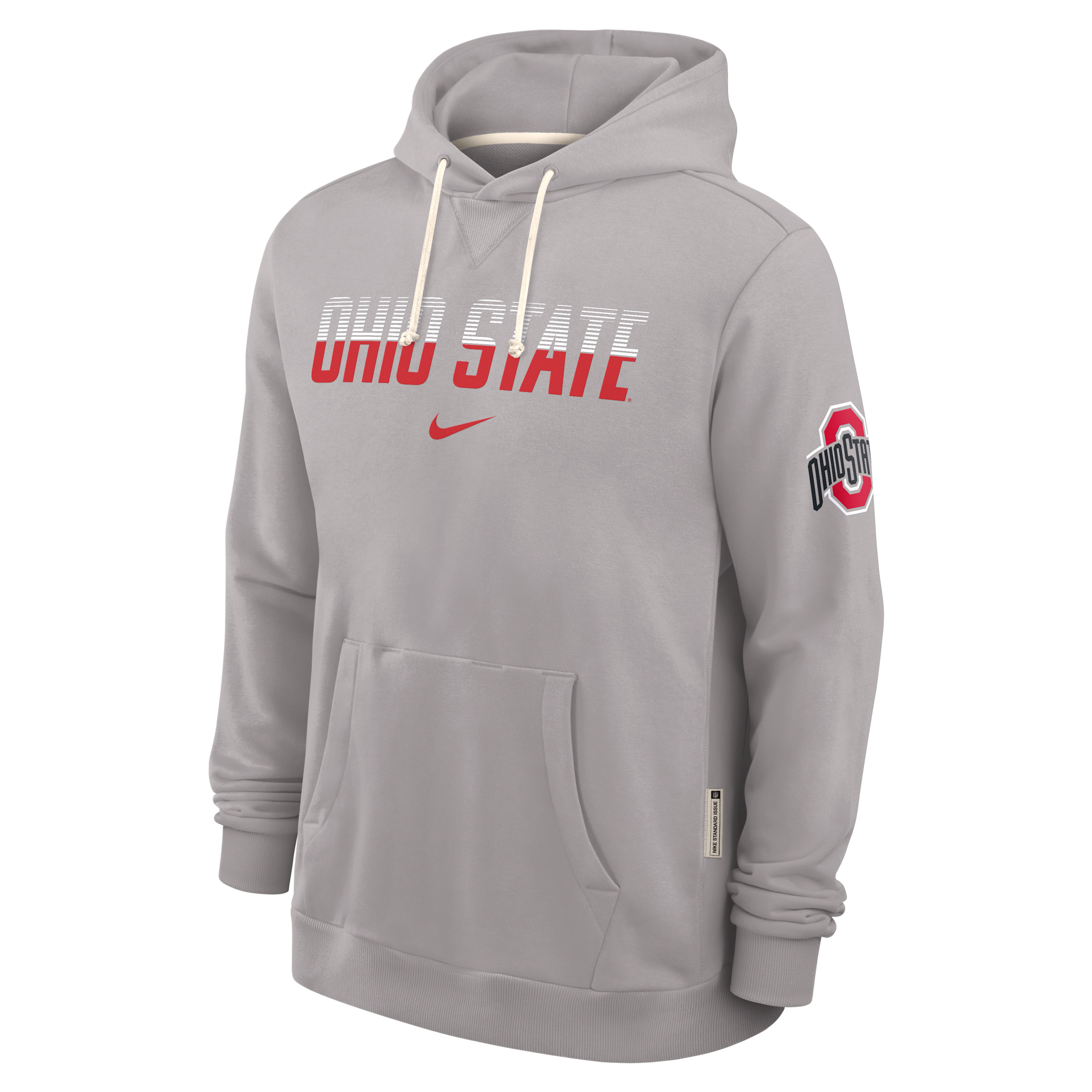 Ohio State Sideline Standard Issue Nike Men's Dri-FIT College Pullover Hoodie in Grey | 03AZ09TOH-8DF