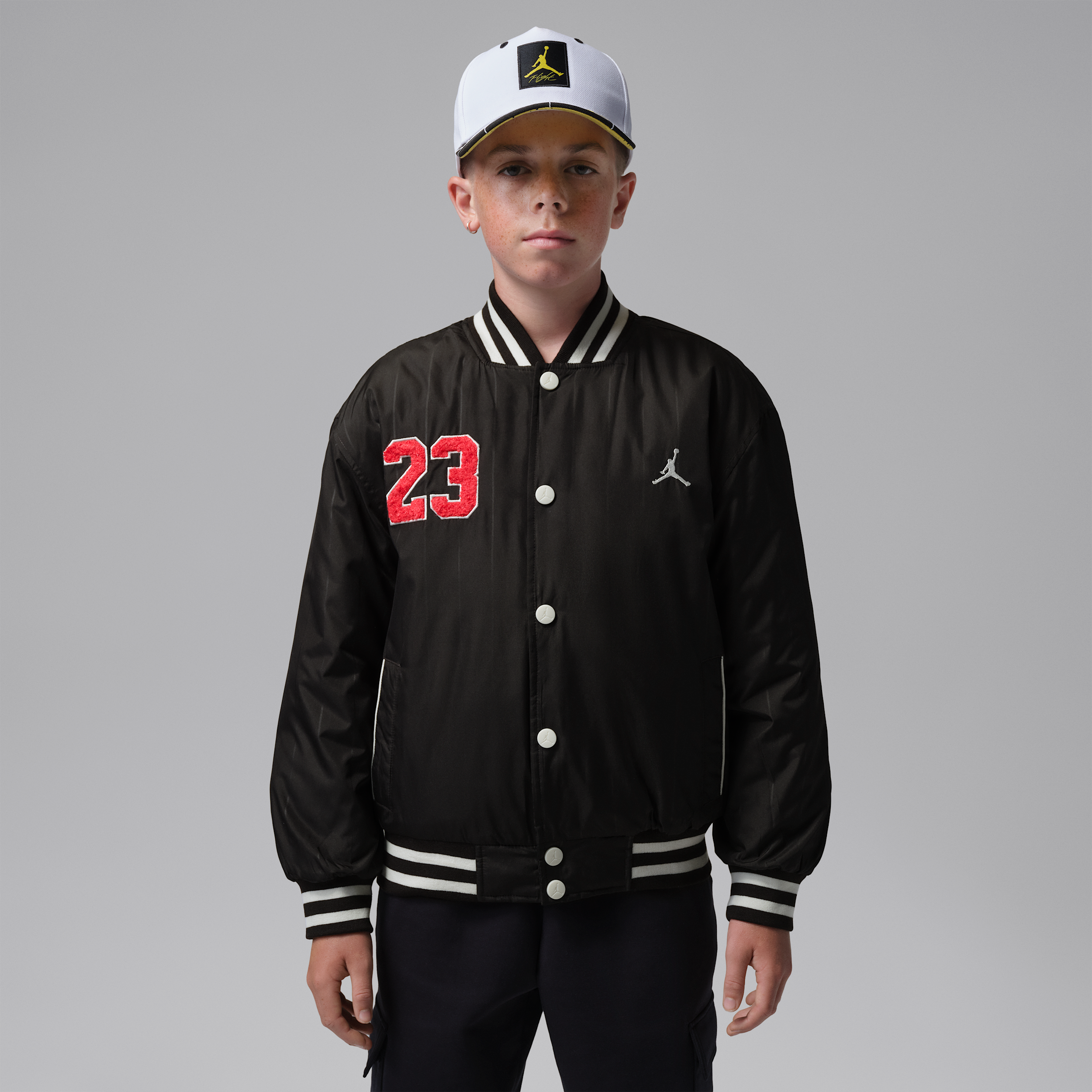 Jordan Big Kids' Baseball Bomber Jacket in Black | 95F926-023