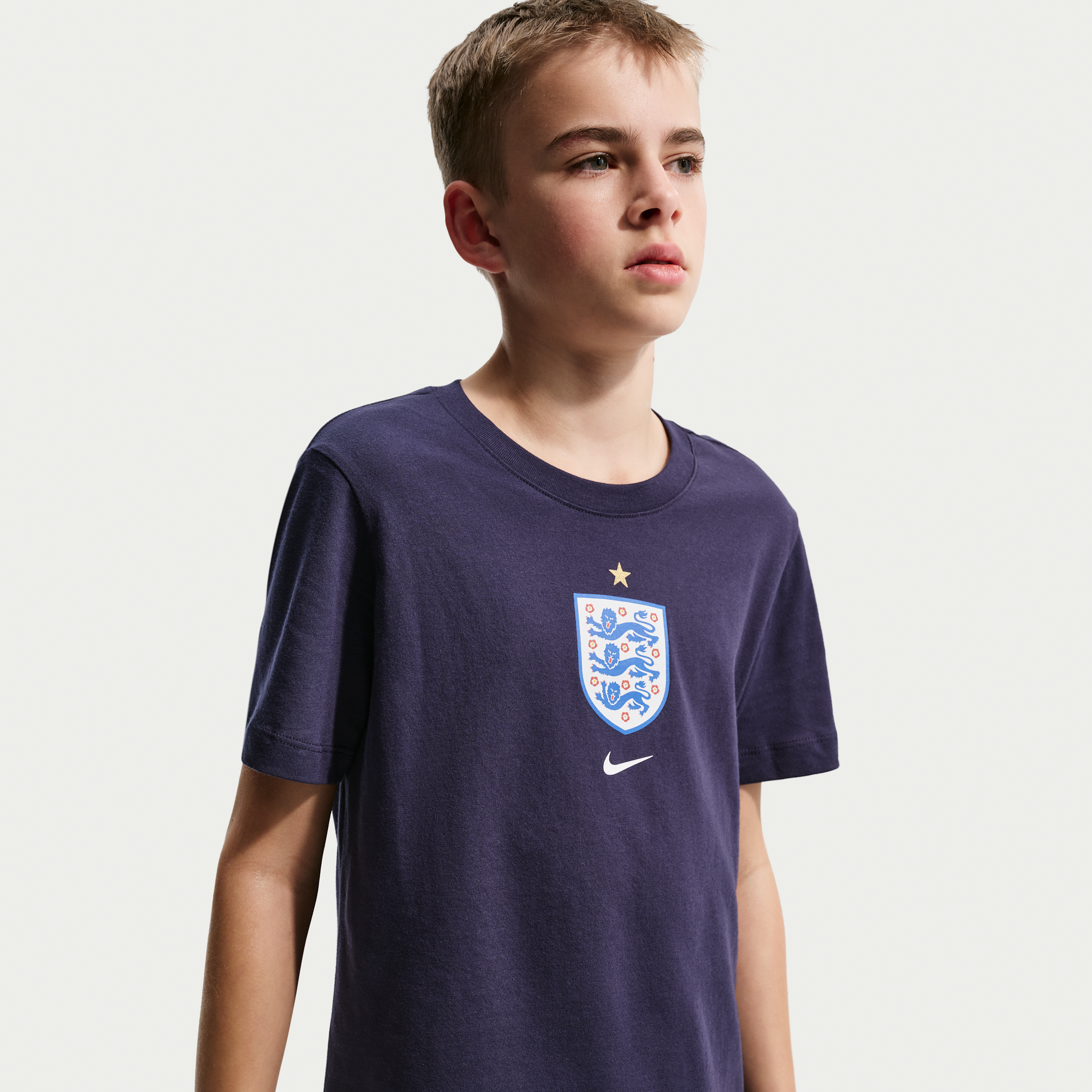Nike Big Boys and Girls Navy England National Team Crest T-Shirt - Navy
