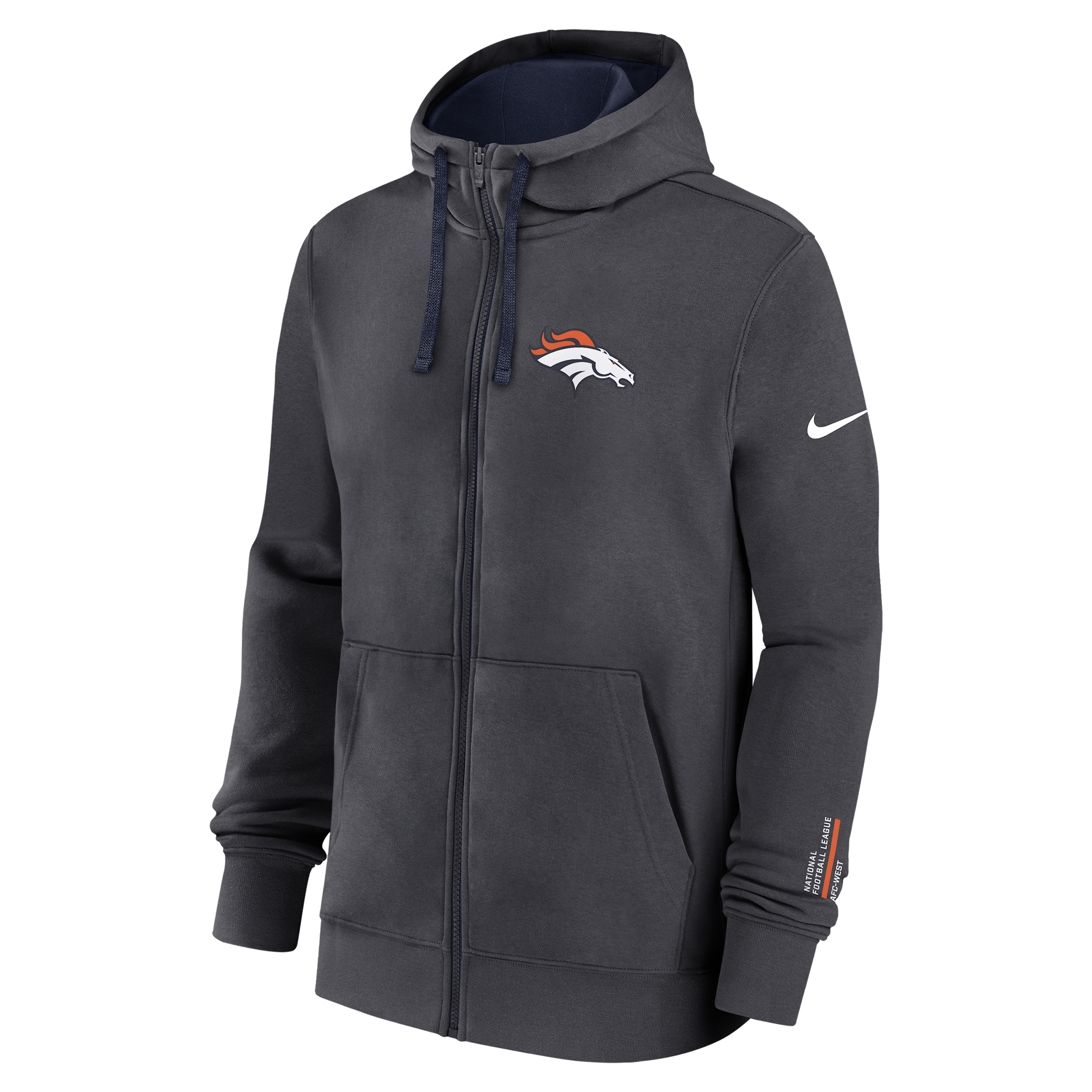 Nike Denver Broncos Playbook Page Club  Men's Nfl Full-zip Hoodie In Black