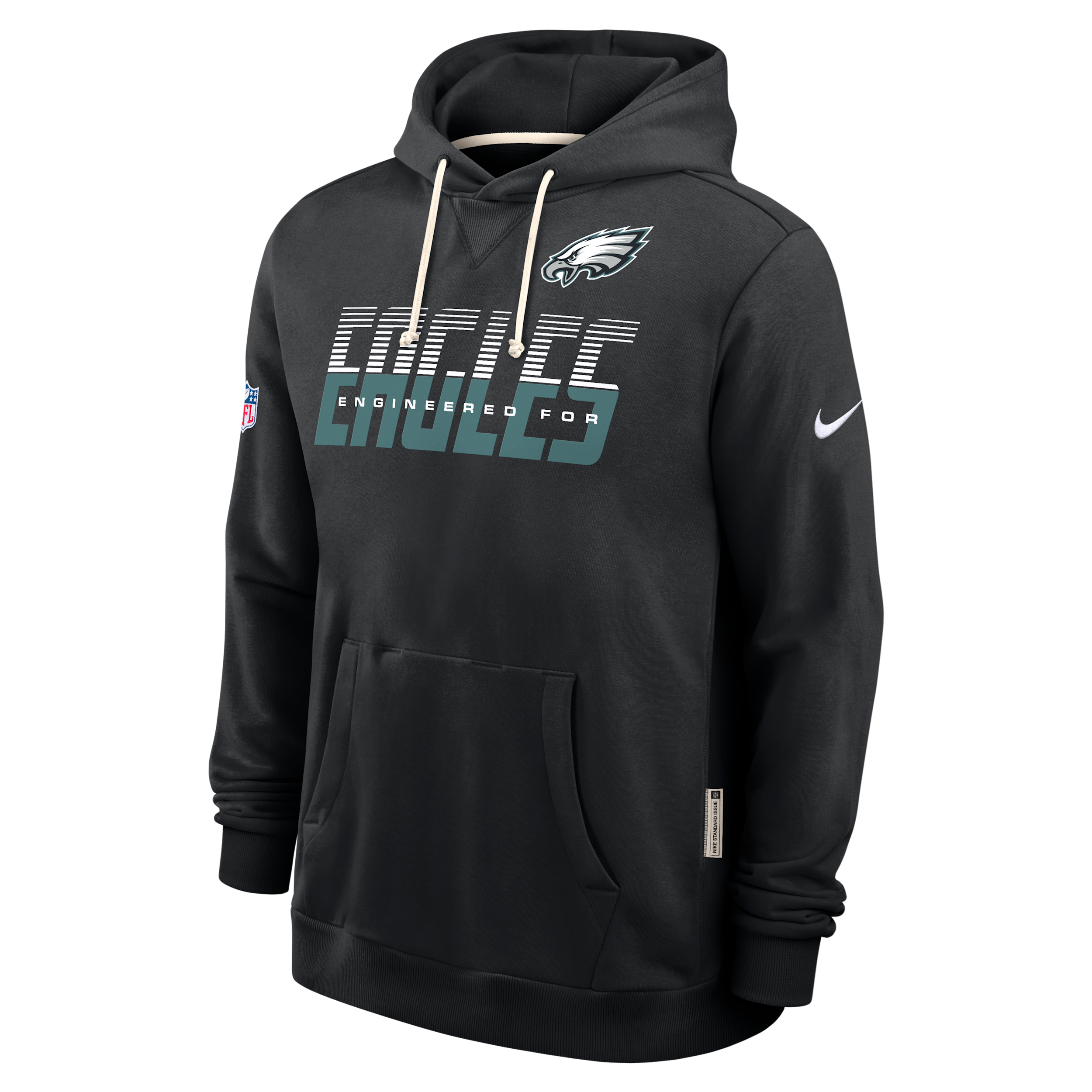 Philadelphia Eagles Sideline Standard Issue Nike Men's Dri-FIT NFL Pullover Hoodie in Black | 03AZ00A86-SX8