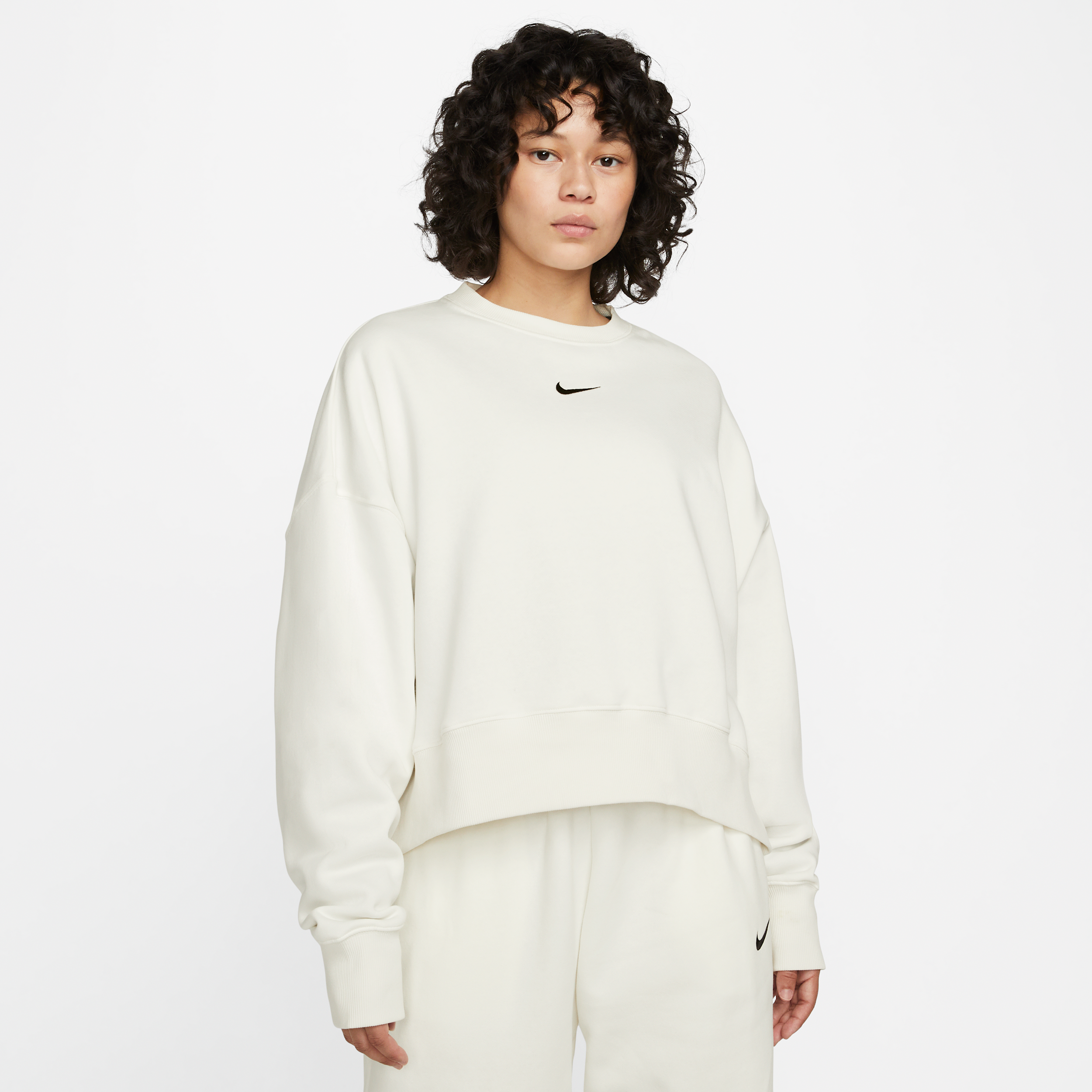 Women's Nike Sportswear Phoenix Fleece Over-Oversized Crew-Neck Sweatshirt in White | DQ5761-133