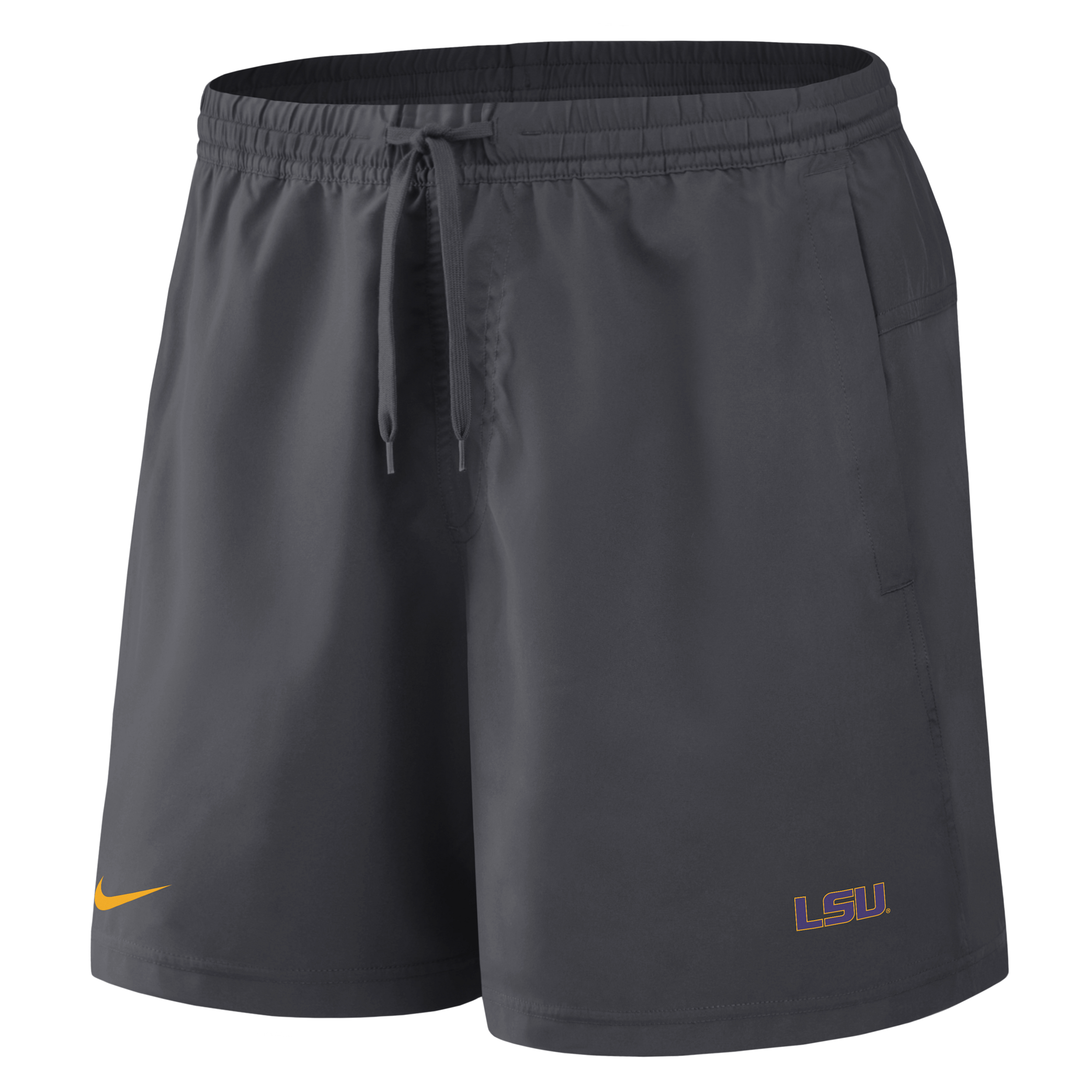 LSU Primetime Primary Logo Nike Men's Dri-FIT College Form Shorts in Grey | 045T06FLSN-8DV