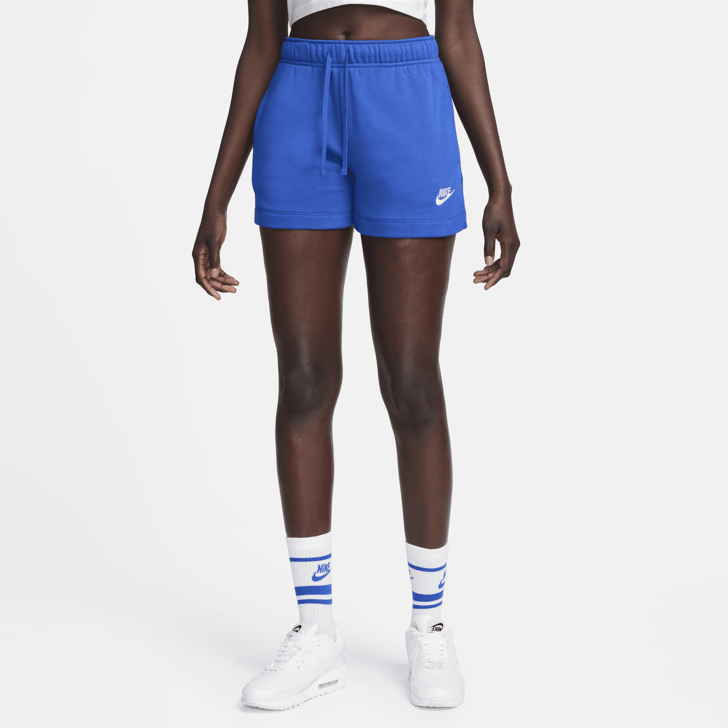 Shop Nike Women's  Sportswear Club Fleece Mid-rise Shorts In Blue
