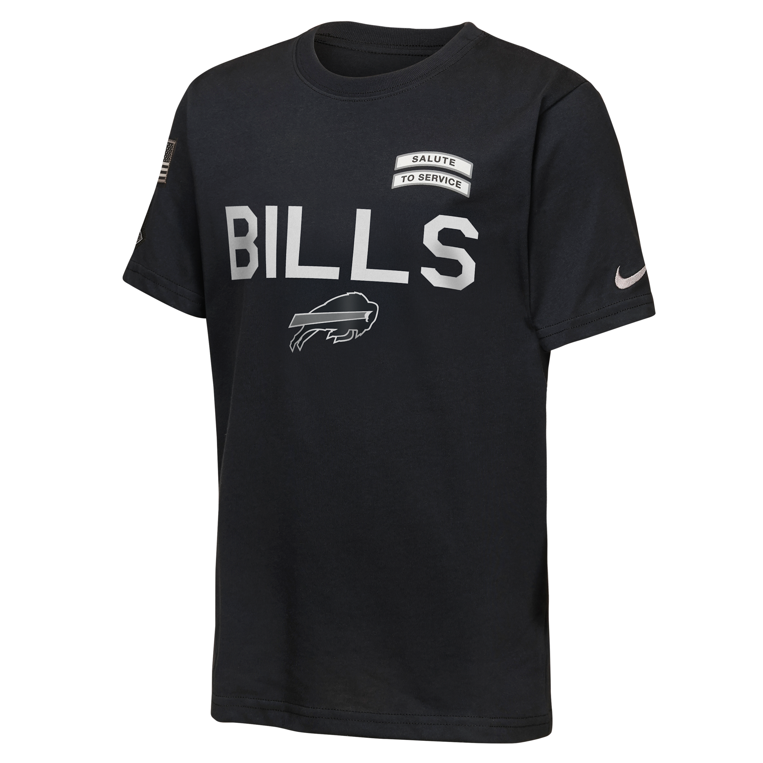 Buffalo Bills Salute to Service Sideline Big Kids' Nike Dri-FIT NFL T-Shirt in Black | Z1B7NFQ7BIL-NAW